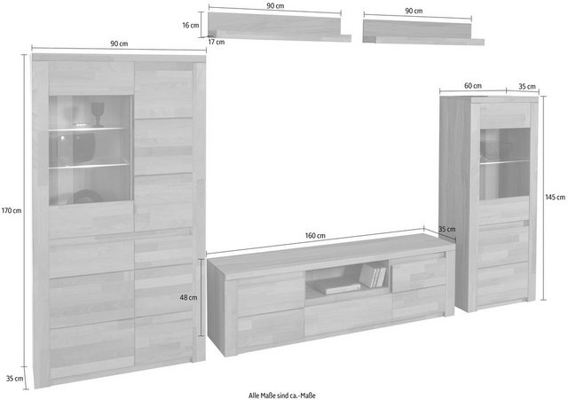 Premium collection by Home affaire Wohnwand »Burani«, (Set, 4-St), teilmassives Holz-Otto