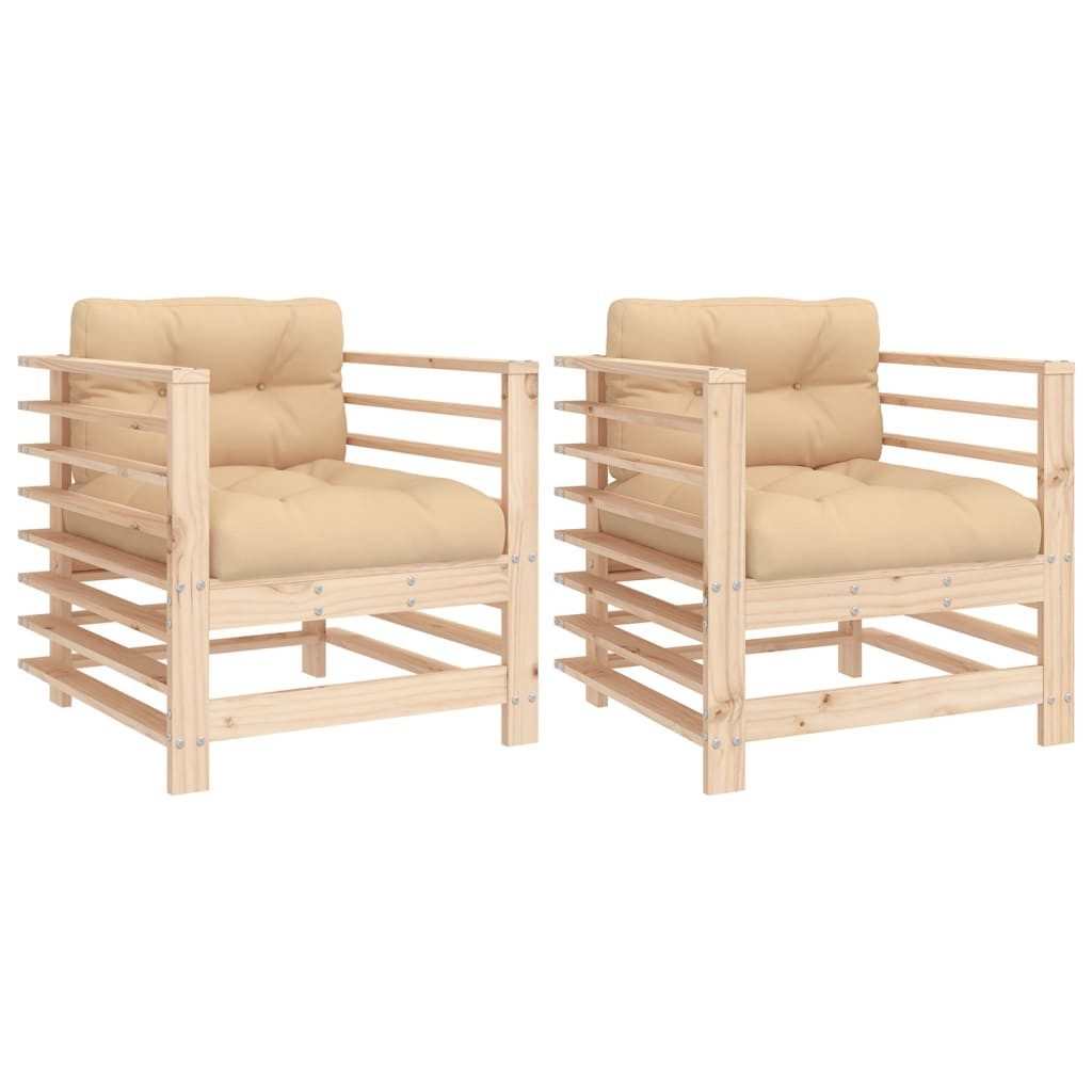 vidaXL Sofaelement Gartenstühle mit Kissen 2 günstig online kaufen