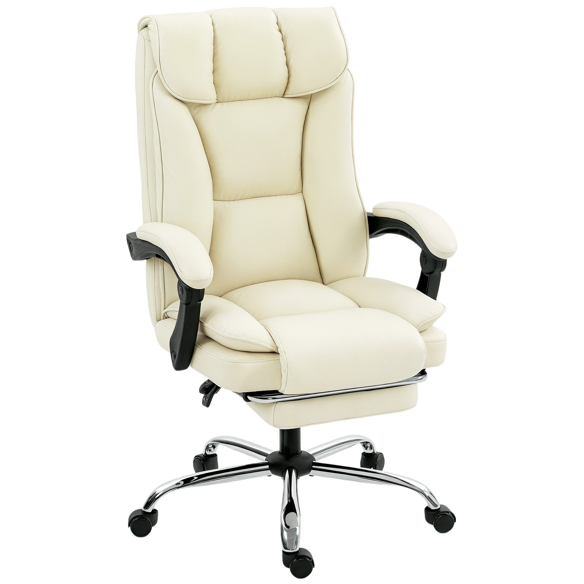 HOMCOM Schreibtischstuhl Bürostuhl ergonomisch, verstellbare Rückenlehne, Computerstuhl (Drehstuhl, 1 St), für Arbeitszimmer, Büro, Beige – Bild 2 von 5