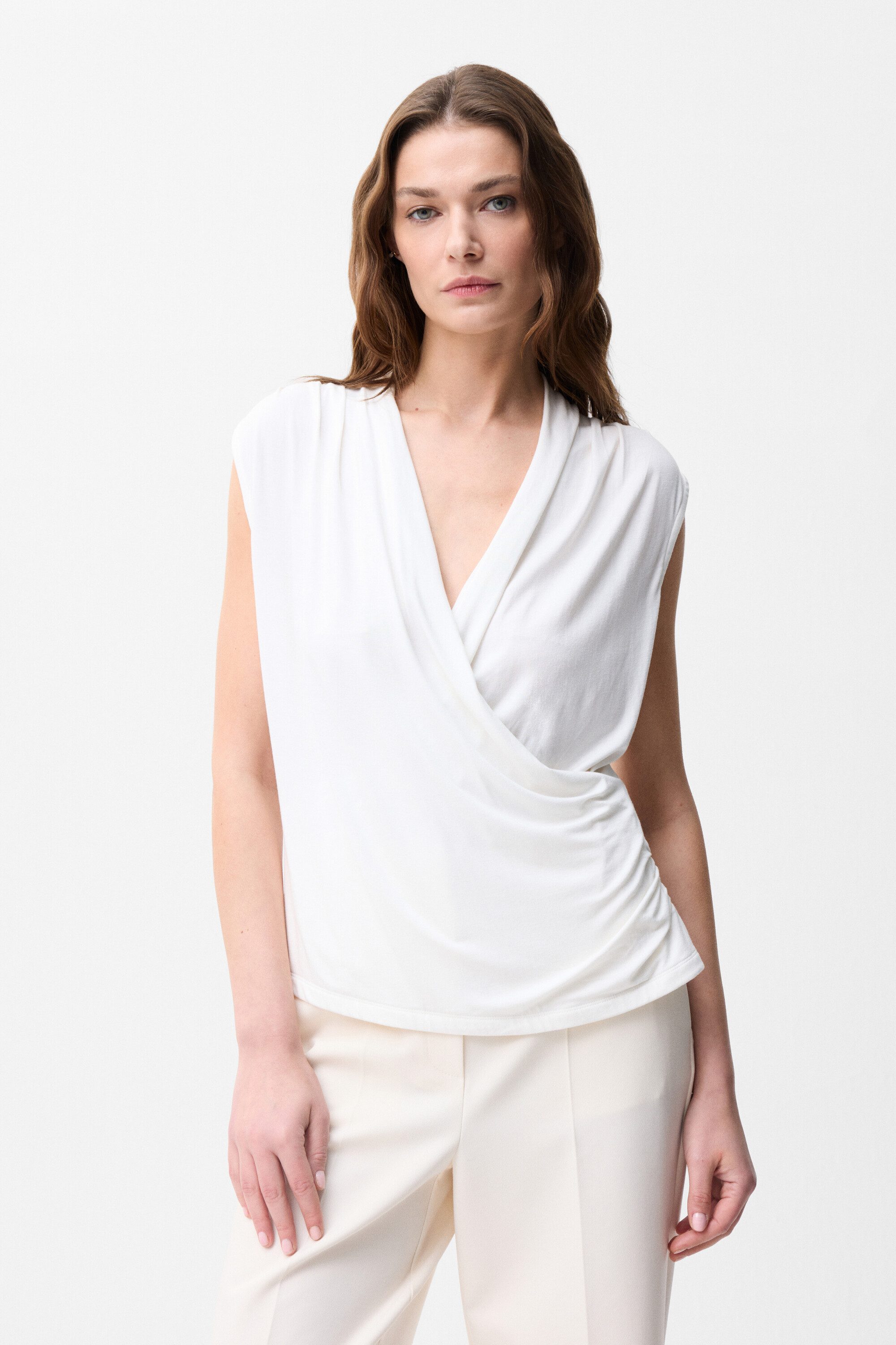 adL Blusentop Ärmellose Wickelbluse