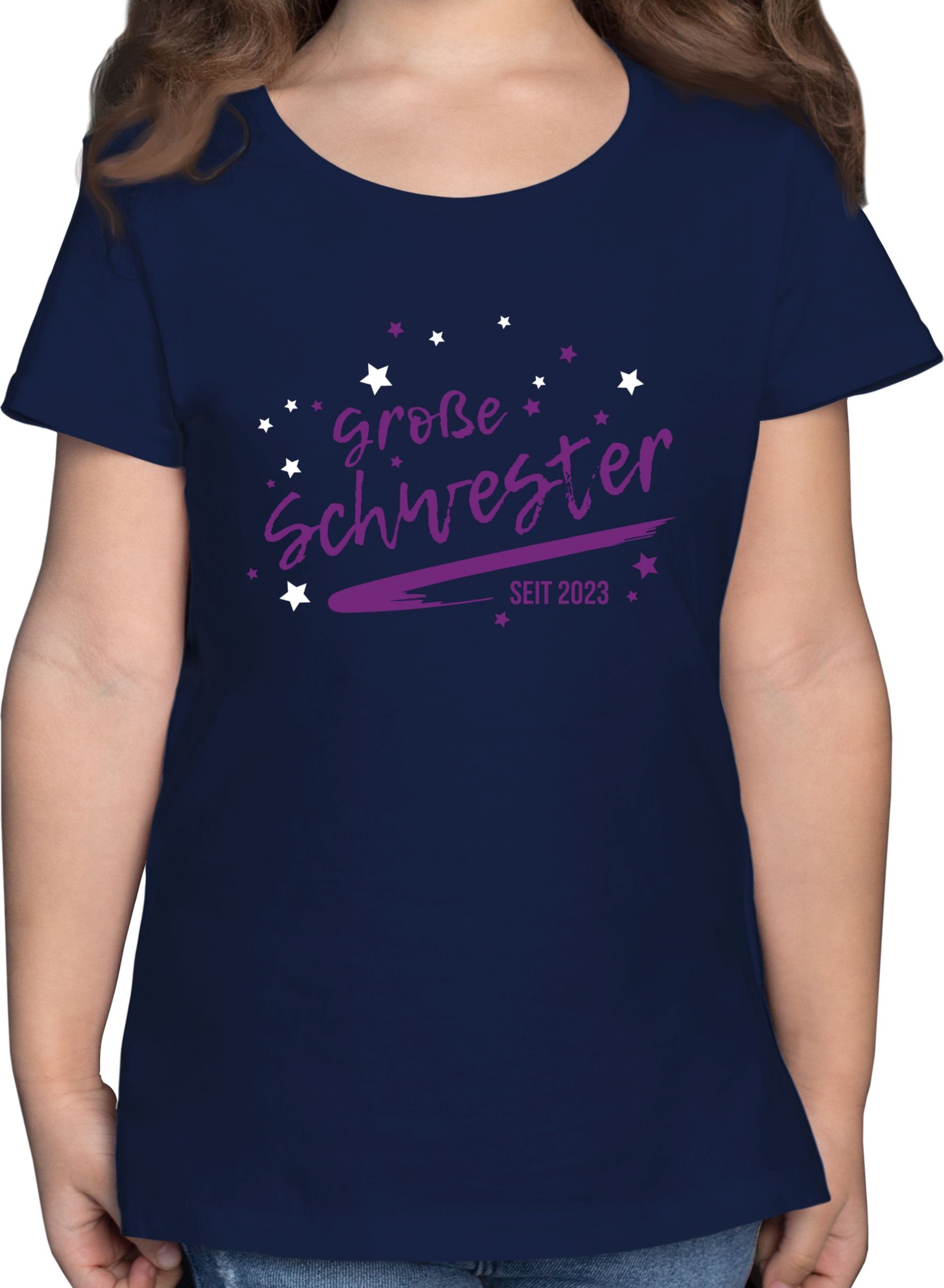 Shirtracer T-Shirt Große Schwester seit 2023 Große Schwester 2 Dunkelblau | T-Shirts
