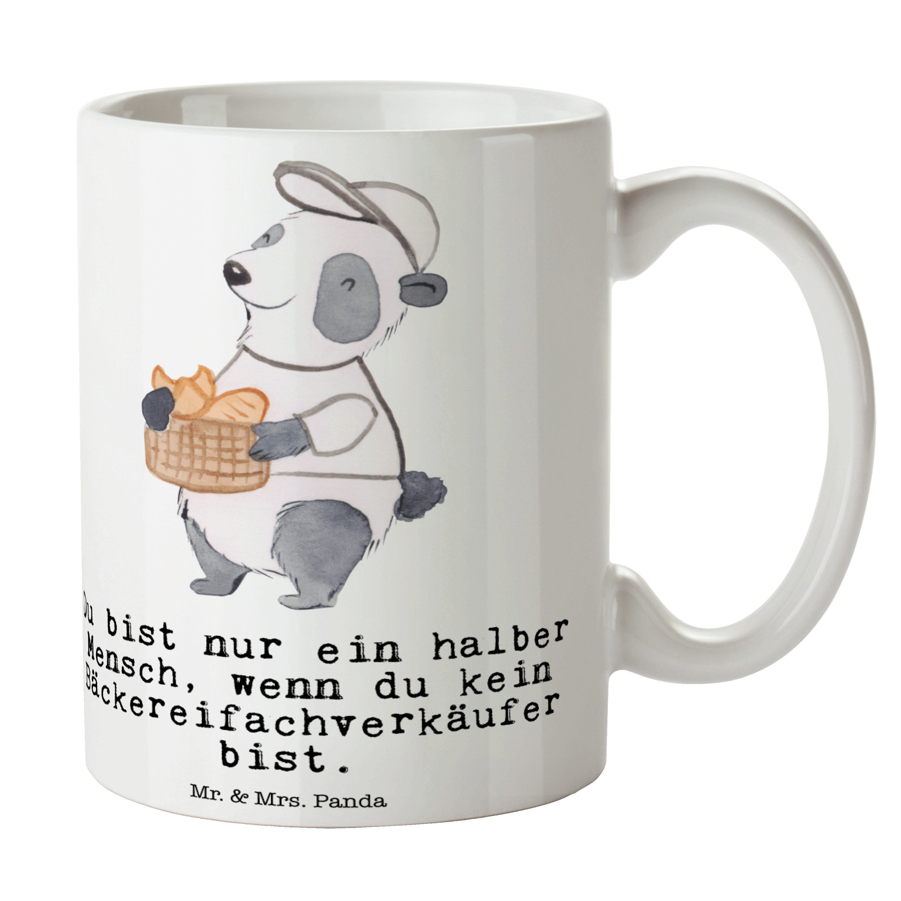 - Beruf, mit & Sprüch, Keramik - Herz Bäckereifachverkäufer Geschenk, Weiß Tasse Tasse Mrs. Panda Mr.