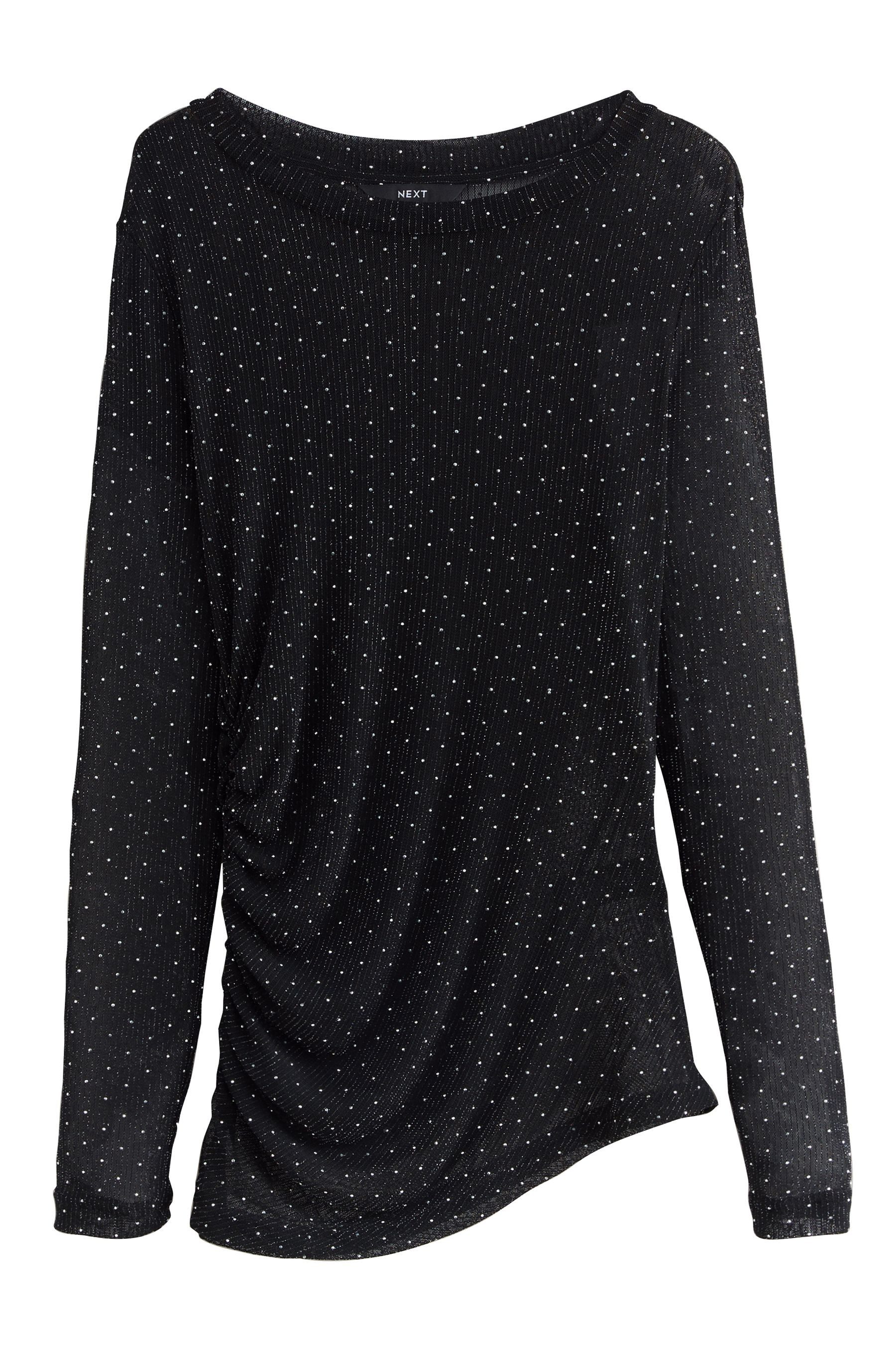 Next Langarmbluse Transparentes Langarmoberteil, Glitzer, Raffung (1-tlg) günstig online kaufen