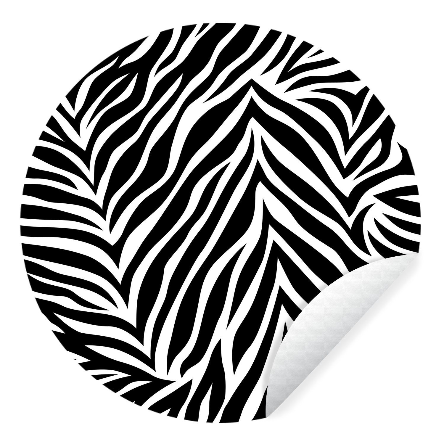 MuchoWow Wandsticker Zebradruck mit schwarzen und weißen Streifen (1 St), Tapetenkreis für Kinderzimmer, Tapetenaufkleber, Rund, Wohnzimmer