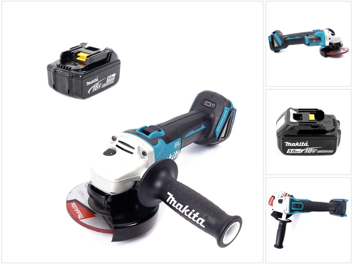 Makita Winkelschleifer DGA 504 T1 Akku Winkelschleifer 18V 125mm Brushless + 1x Akku 5,0Ah -