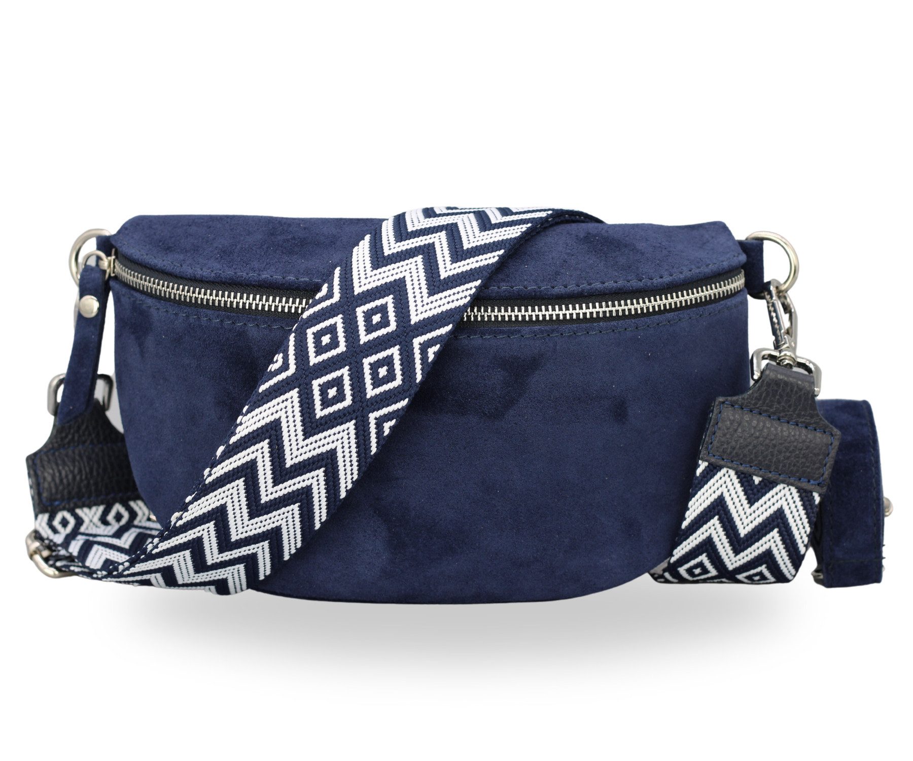BRISE TASCHE Schultertasche SAHEL SUEDE Bauchtasche Damen Echtes Wildleder, Umhängetasche, Medium Größe, mit extra gemustertem Gürtel