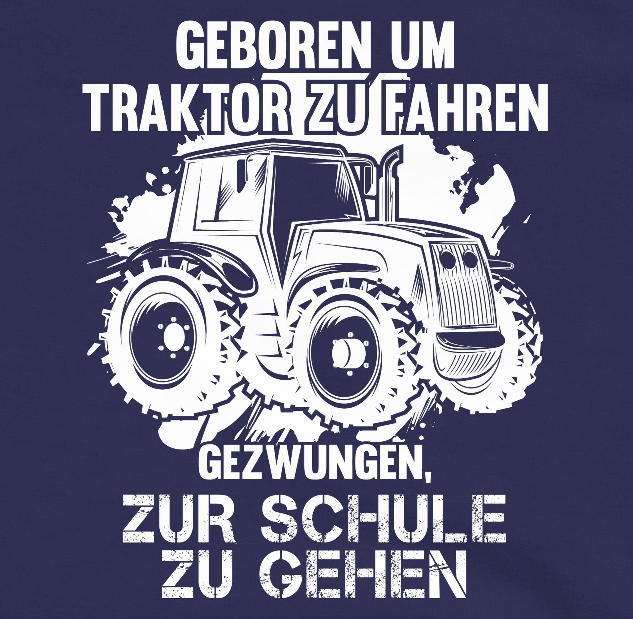 Traktor Hoodie Blau/Grau Geboren zu um Traktor Navy fahren Shirtracer 1 meliert