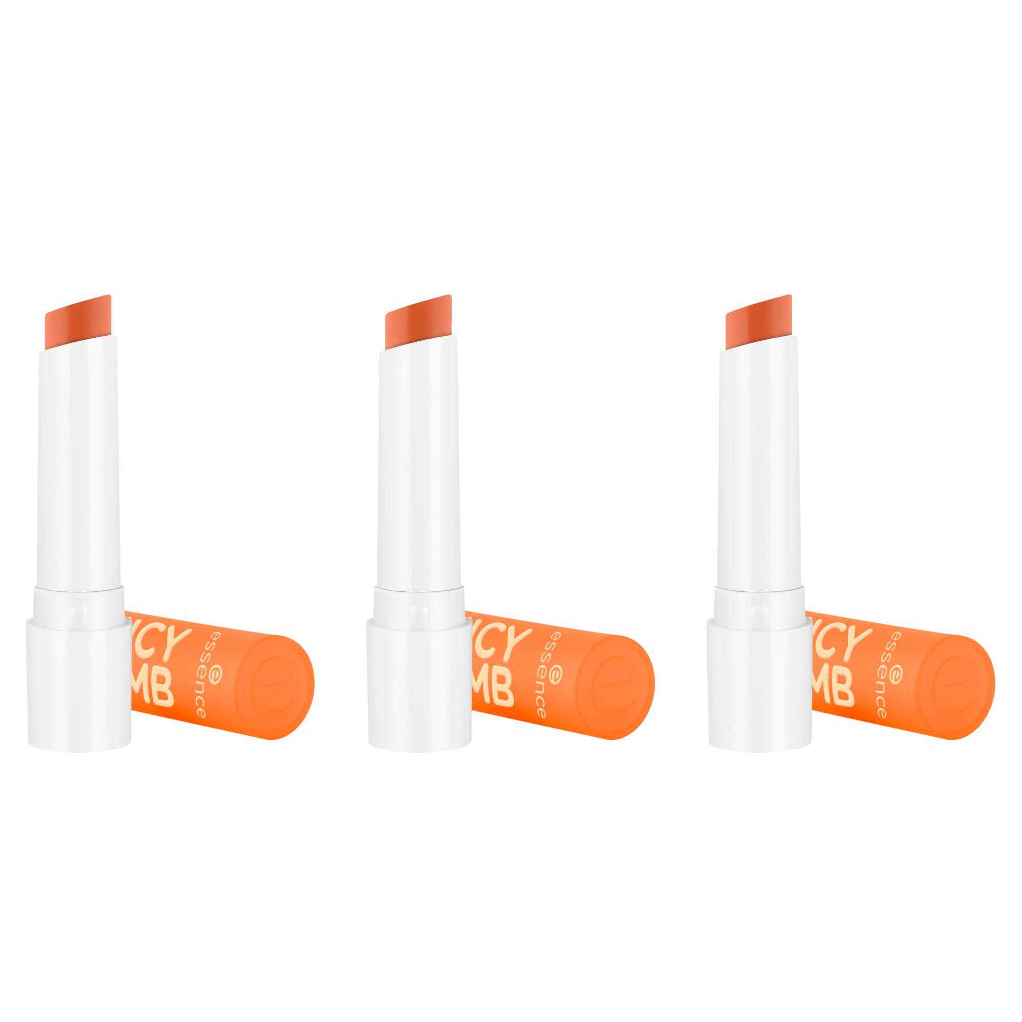 Essence Lippenbalsam JUICY BOMB GLOSSY BUTTER BALM, 3-tlg., für weiche, glänzende Lippen