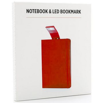 XD Collection Notizbuch Notizblock A5 mit Hardcover Leselampe 160 cremeweiße Seiten Liniert, mit LED Lesezeichen & Gummiband