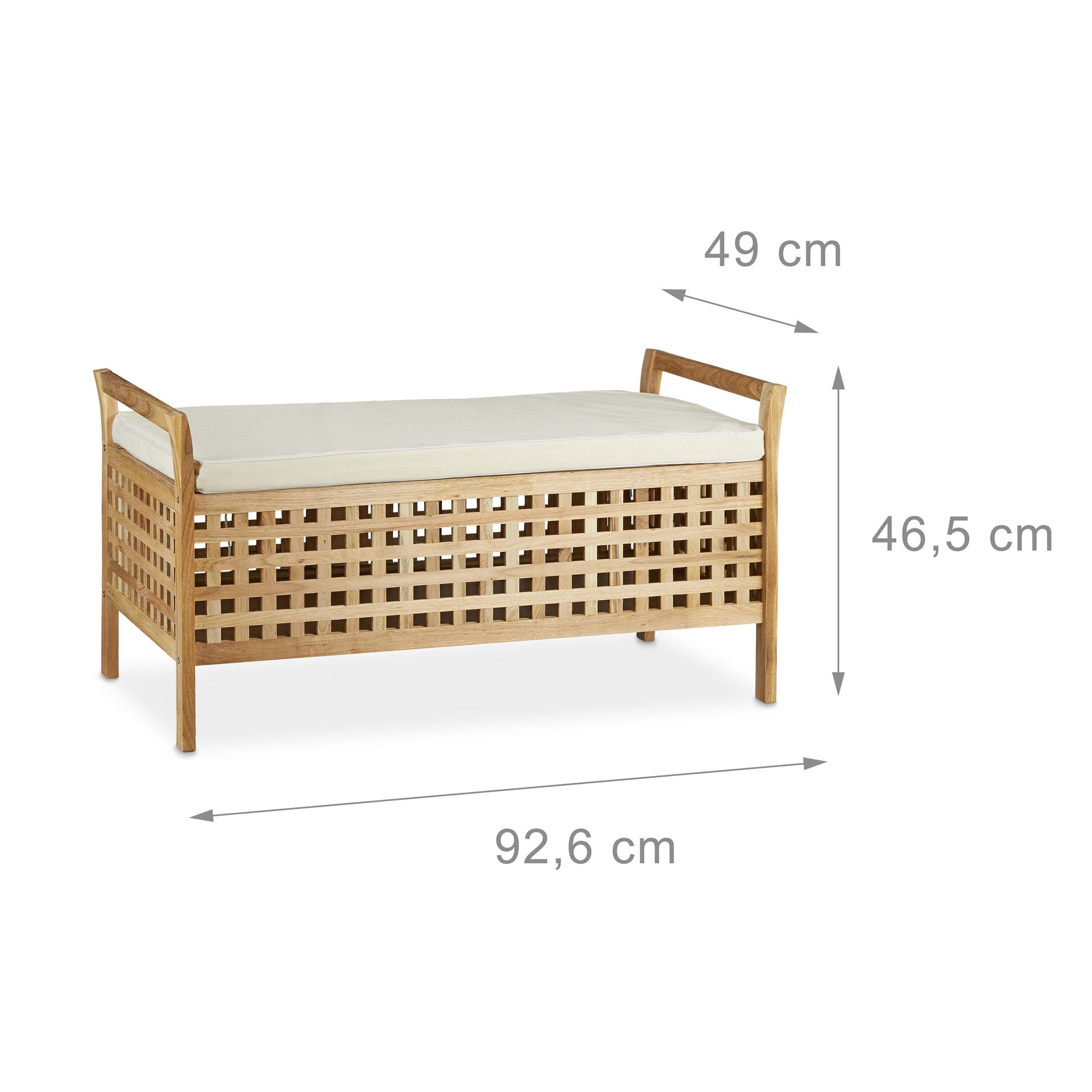 relaxdays Sitzbank Walnuss mit Stauraum (1-St) – Bild 4 von 5