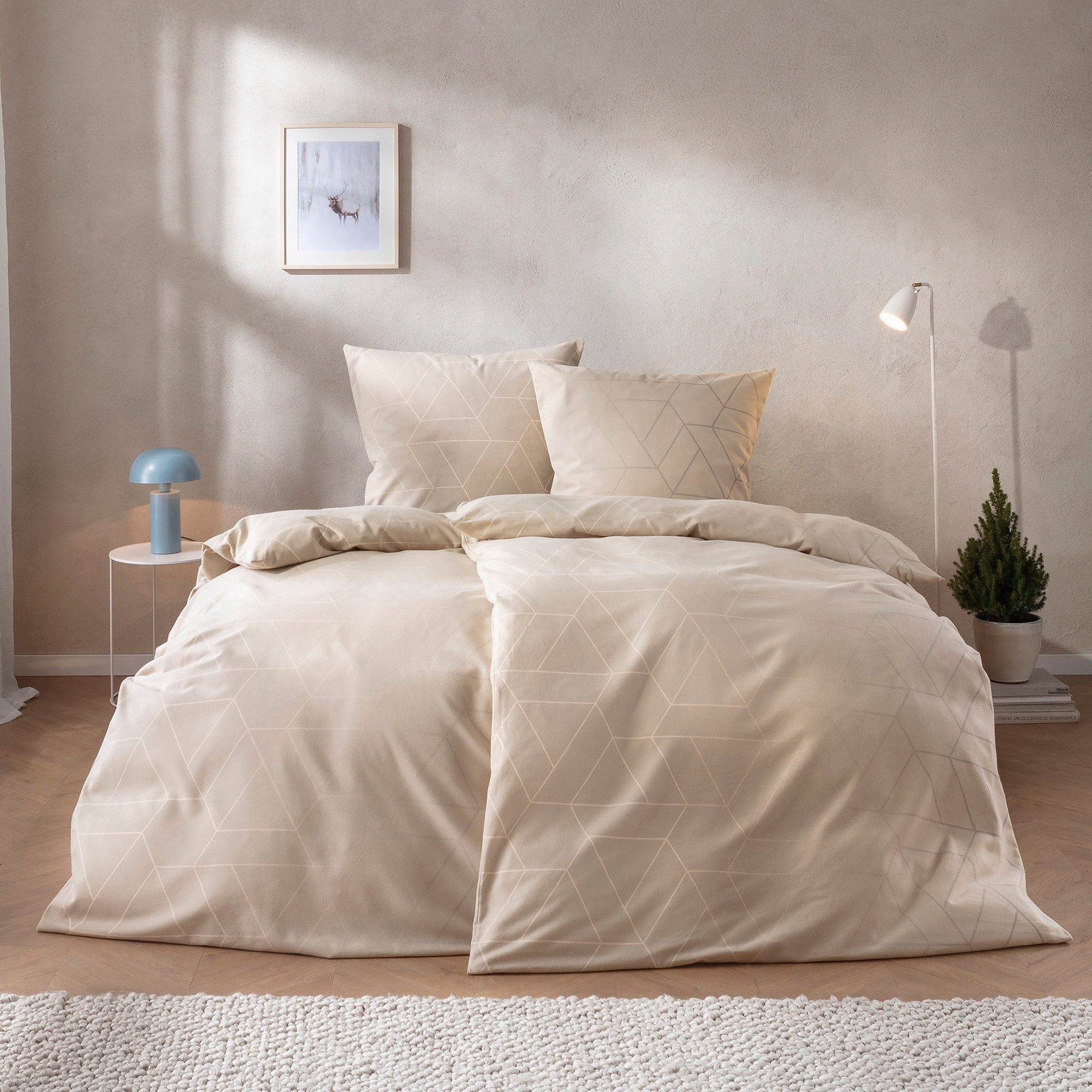 Estella Bettwäsche Bettwäsche "Andriano", Biber, Grafik günstig online kaufen