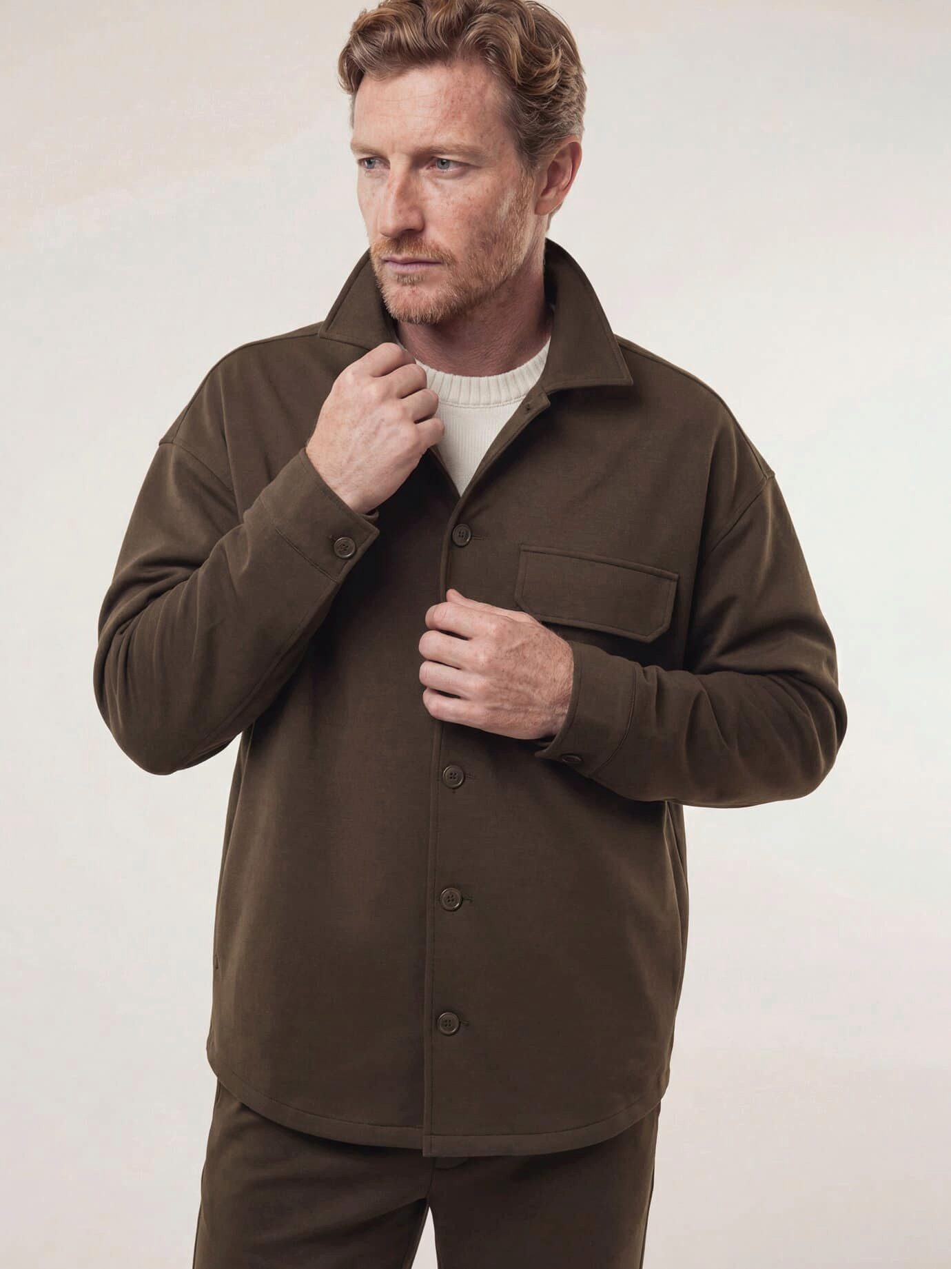 Walbusch Hemdjacke Herren Hemdjacke aus elatischem Material Regular fit Umlegekragen