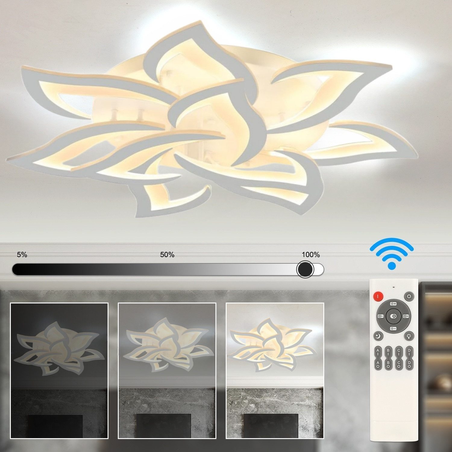 LETGOSPT Deckenleuchte 50W LED-Deckenleuchte, dimmbar, Wohnzimmerlampe günstig online kaufen