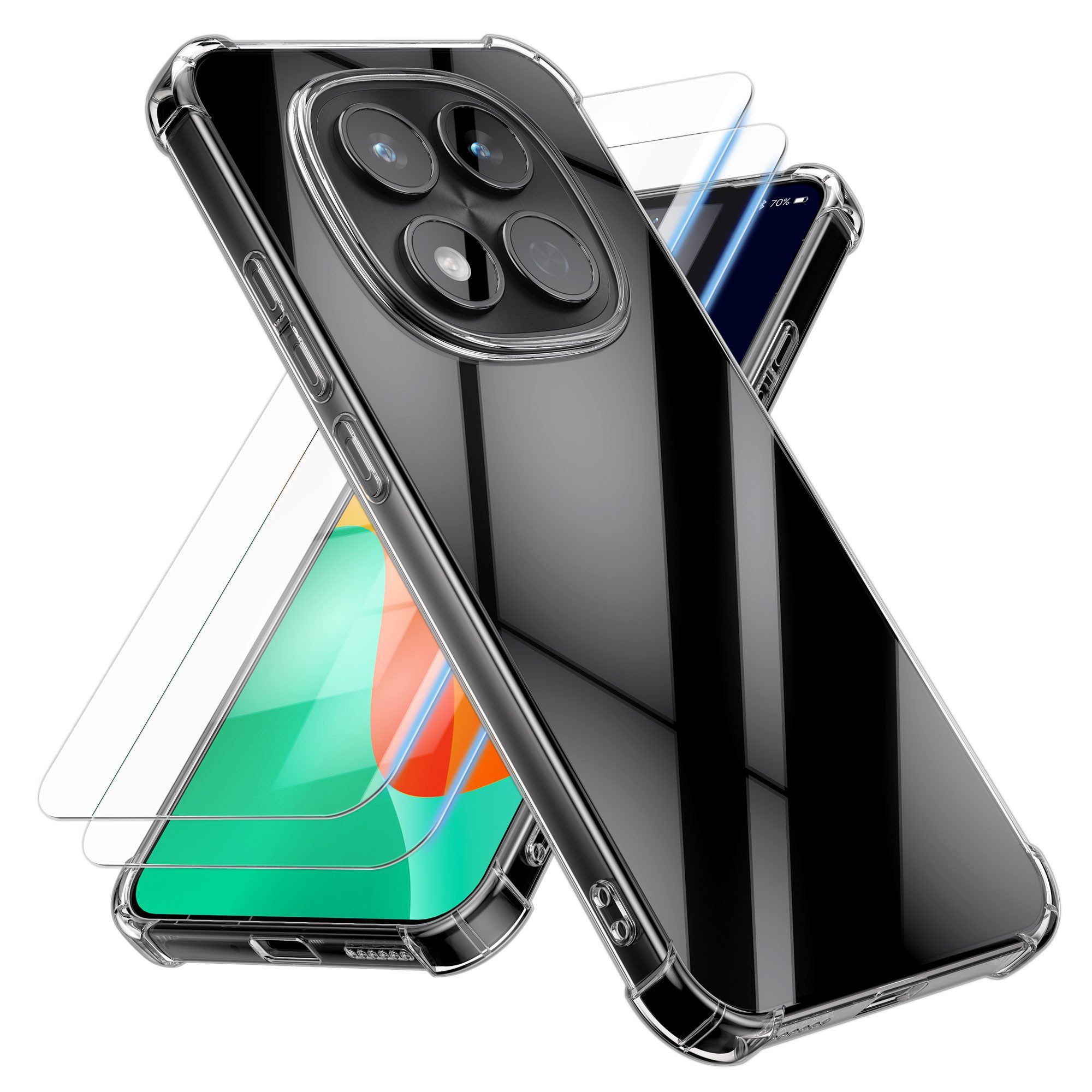 kwmobile Smartphone-Hülle Hülle für Xiaomi Redmi Note 15 Pro 4G Case, Handyhülle mit 2x Glas Schutz Folie - Cover Handyhülle