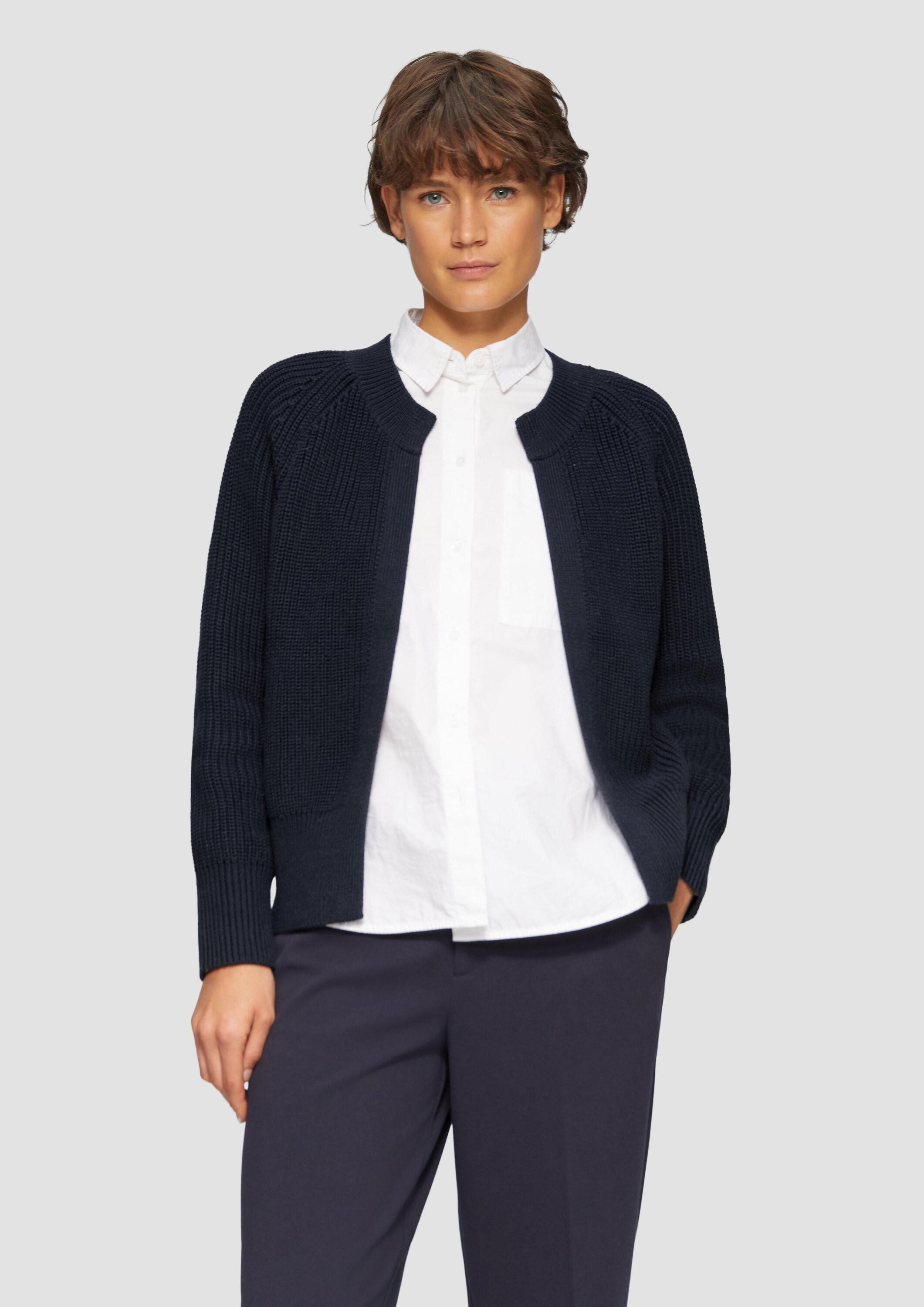 s.Oliver Cardigan Strickjacke Strickjacke mit Raglanärmeln und Rippbündchen