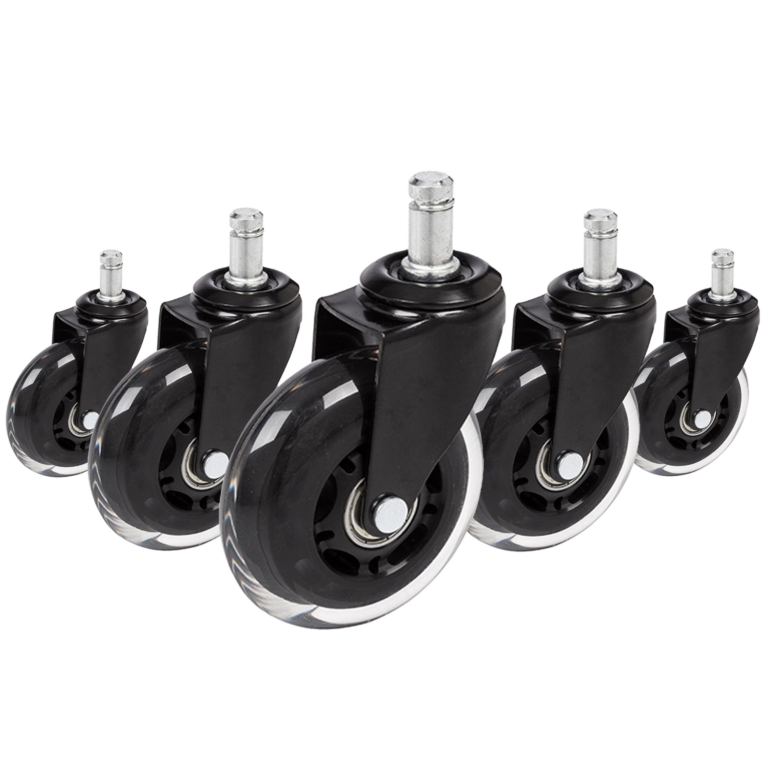 hjh OFFICE Stuhlrolle Stuhlrollen 5X Rolo Skate St 11Mm/75Mm, (5er Pack), Hartbodenrollen Bürostuhl, Rollen für Schreibtischstuhl