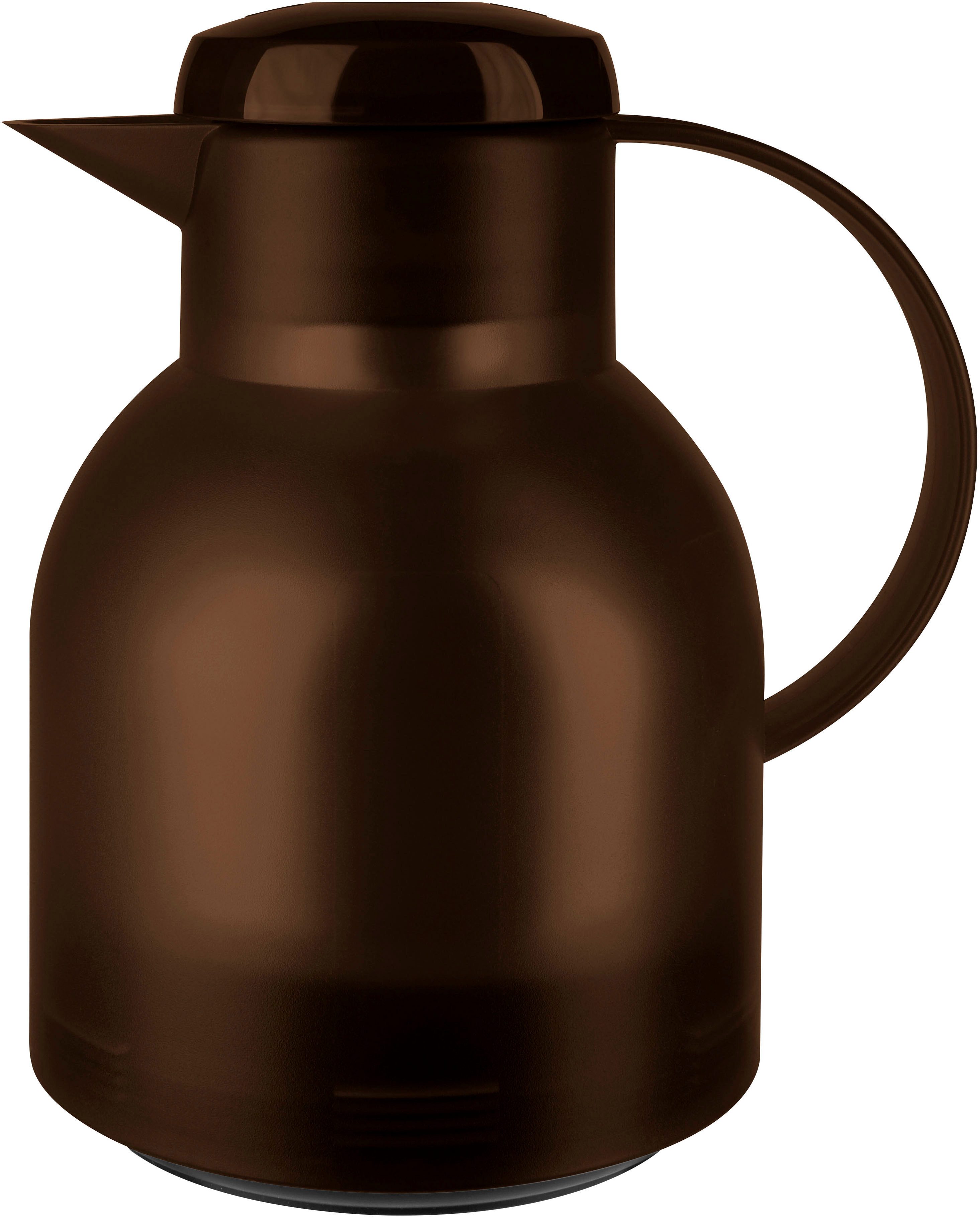 Emsa Isolierkanne Samba, 1 l, zeitloses Design, einfacher Knopfdruck, 24h kalt, 12h warm