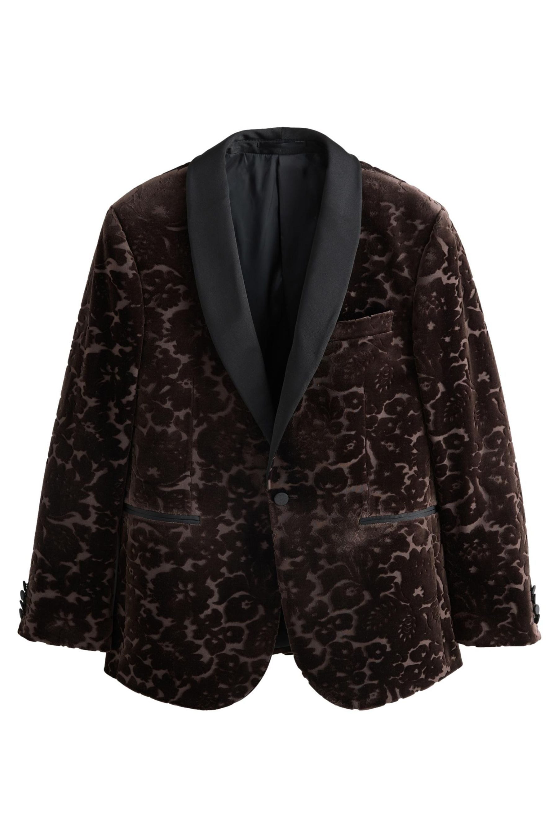 Next Jackenblazer Slim Fit Premium Devore Samtsakko mit Blumenmuster (1-tlg)