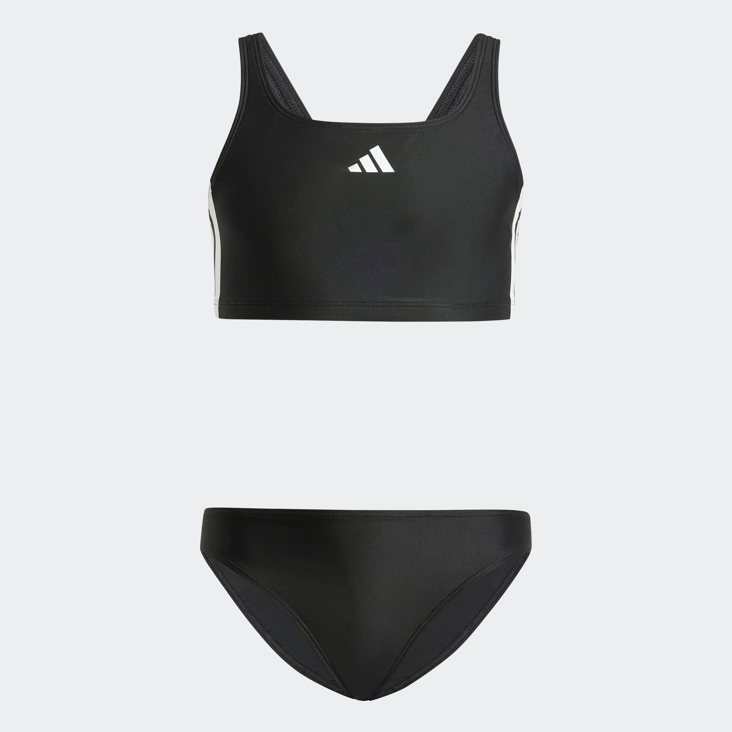 adidas Performance Bustier-Bikini 3-STREIFEN V-BACK KIDS BIKINI zweiteiliges Set, mit mittelhohem elastischem Bund