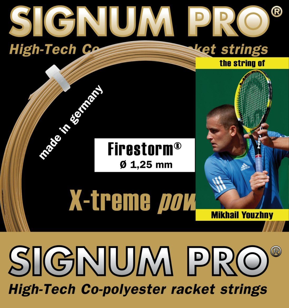 Tennissaite Firestorm (Haltbarkeit+Power) gold 12m Set