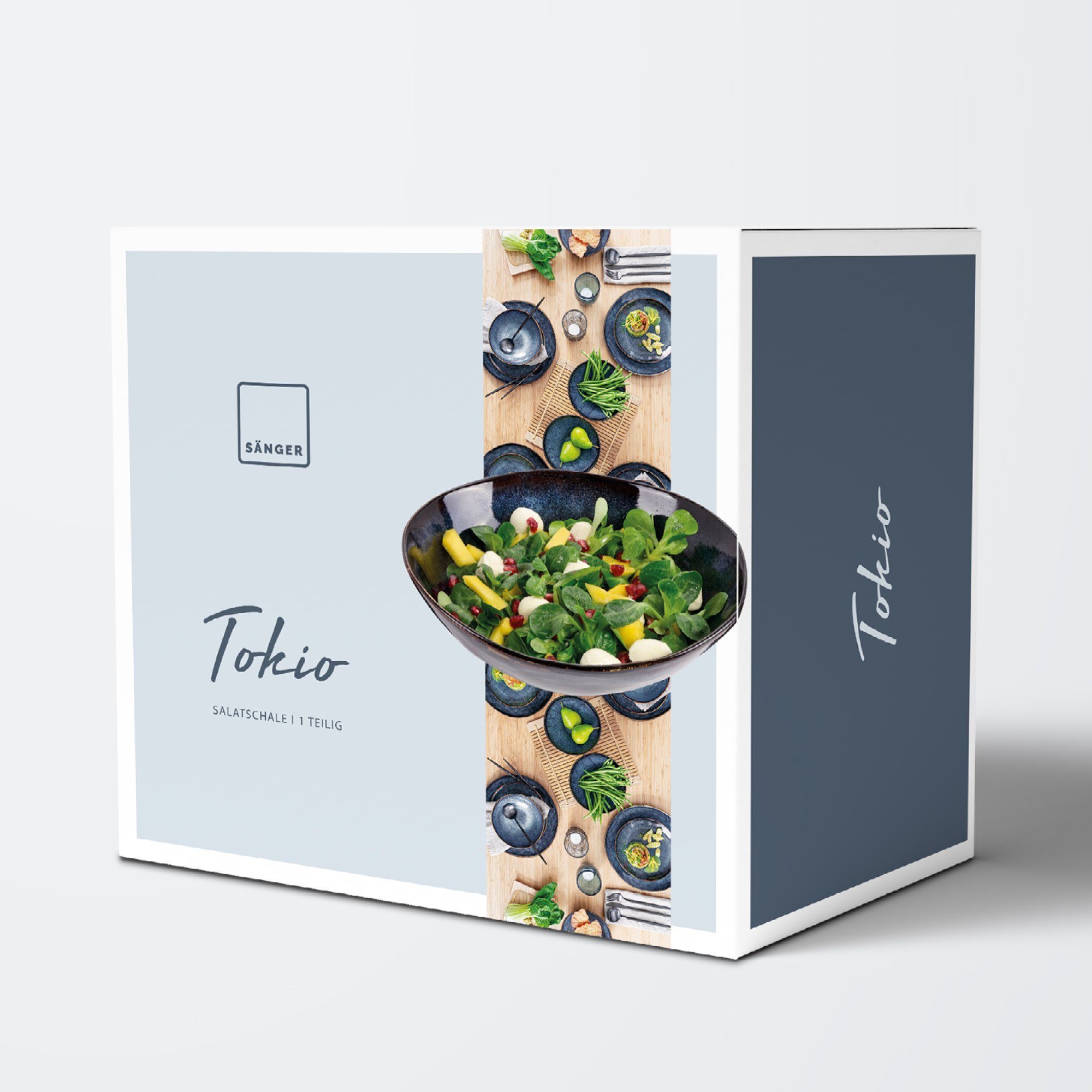 SÄNGER Salatschüssel Tokio Salatschale, Steingut, (1-tlg), Blau Schwarz, Handmade, Premium Collection – Bild 5 von 5