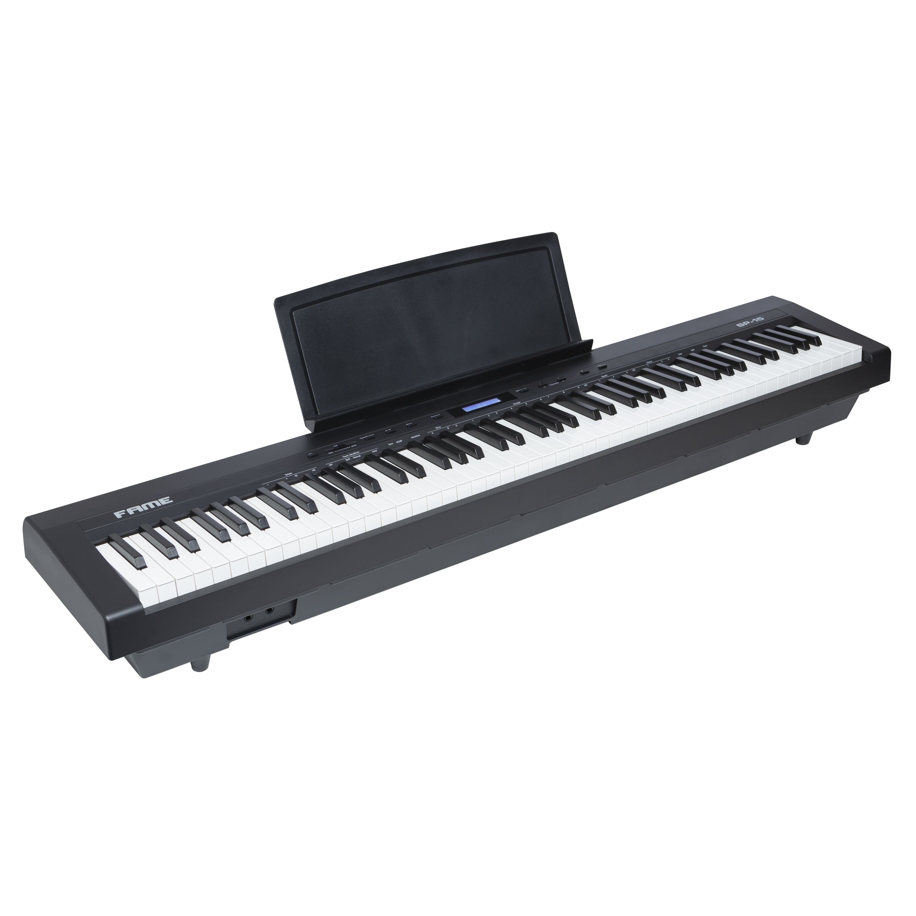 FAME Stagepiano (SP-15 Modernes Stagepiano für Anfänger und Profis mit jeder Menge Sounds einer gut spielbaren Klaviatur und kräftigen Lautsprechern, Stage Pianos, Stage Pianos Hammermechanik), Stagepiano, Anfänger, Profis