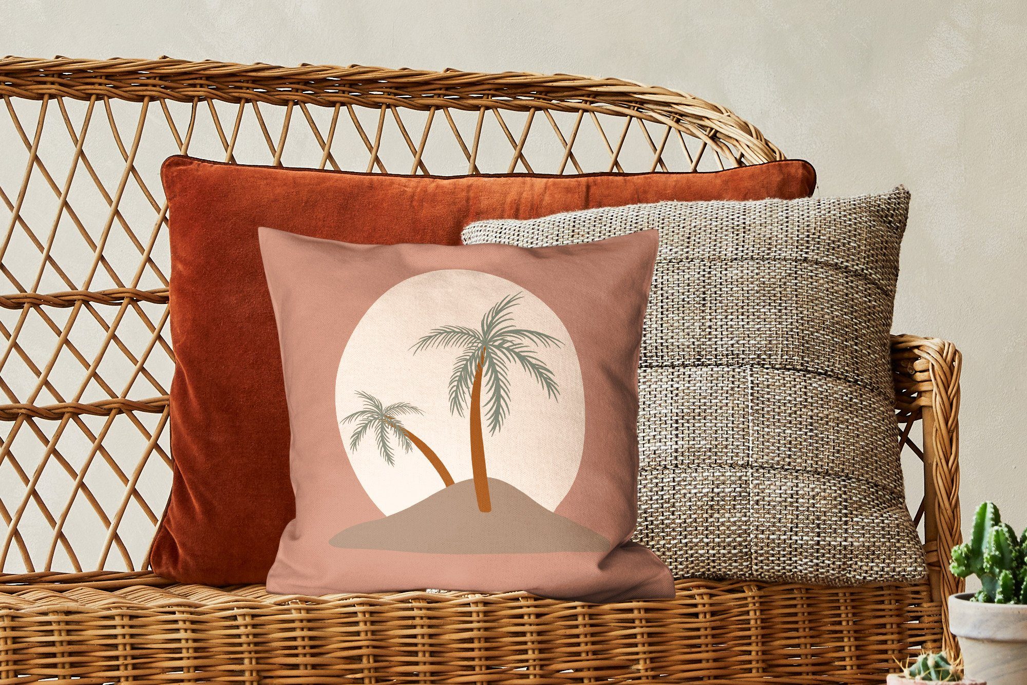 Zierkissen Füllung Sonne Palme Sofakissen Dekokissen mit Wohzimmer, Schlafzimmer, - für Pastell Deko, MuchoWow Sommer, - -