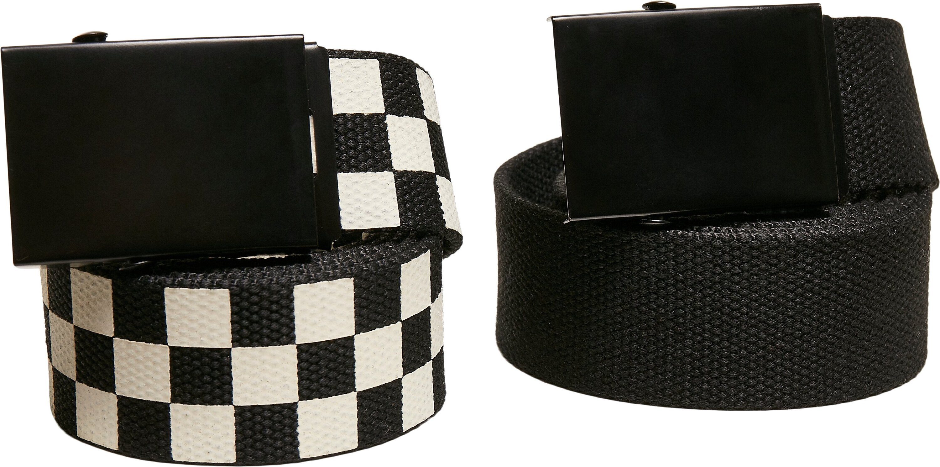 URBAN CLASSICS Hüftgürtel Accessoires Check And Solid Canvas Belt 2-Pack black-offwhite