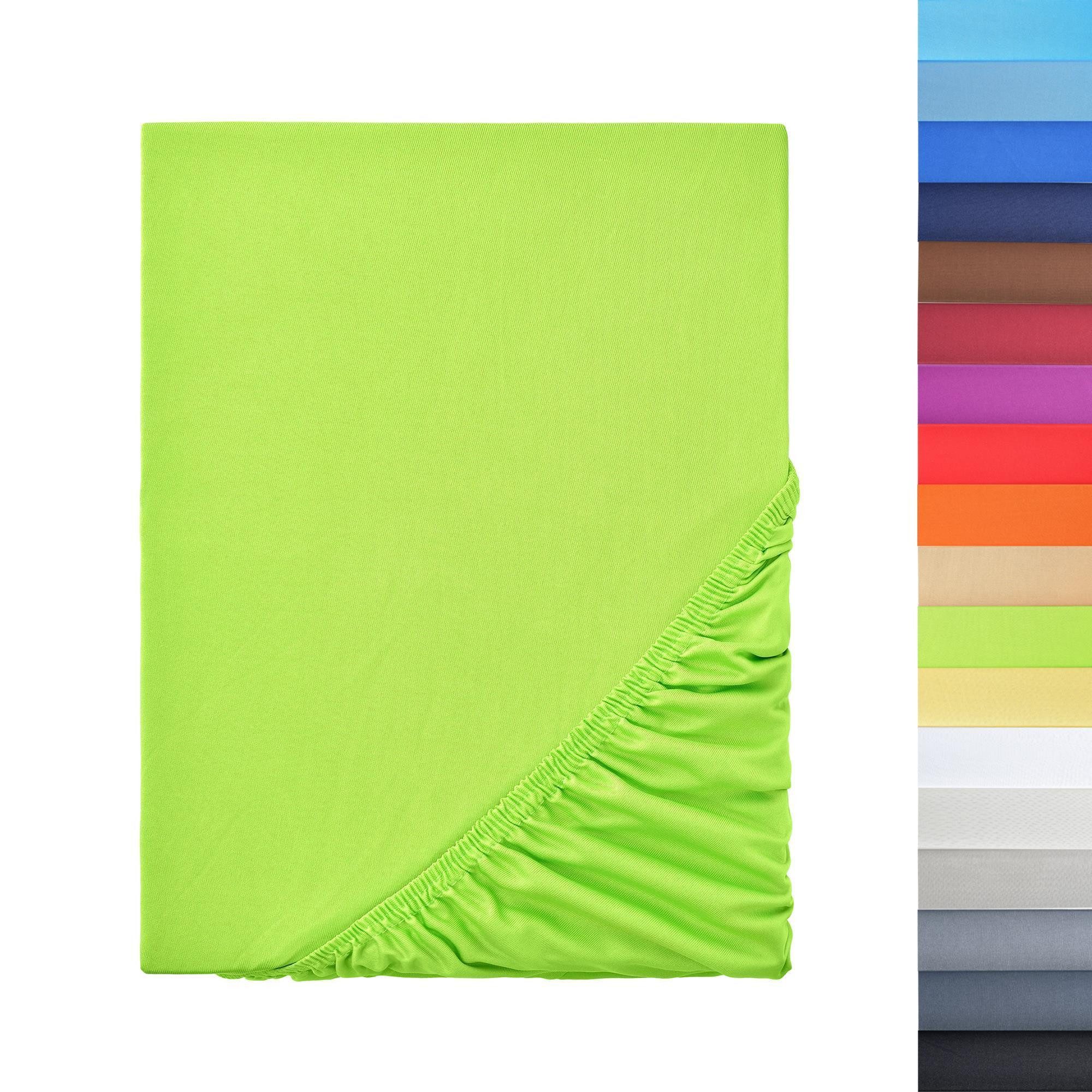NatureMark Spannbettlaken Boxspringbett Mikrofaser Spannbetttuch 200x220cm, Polyester, Gummizug: rundum, Apfelgrün