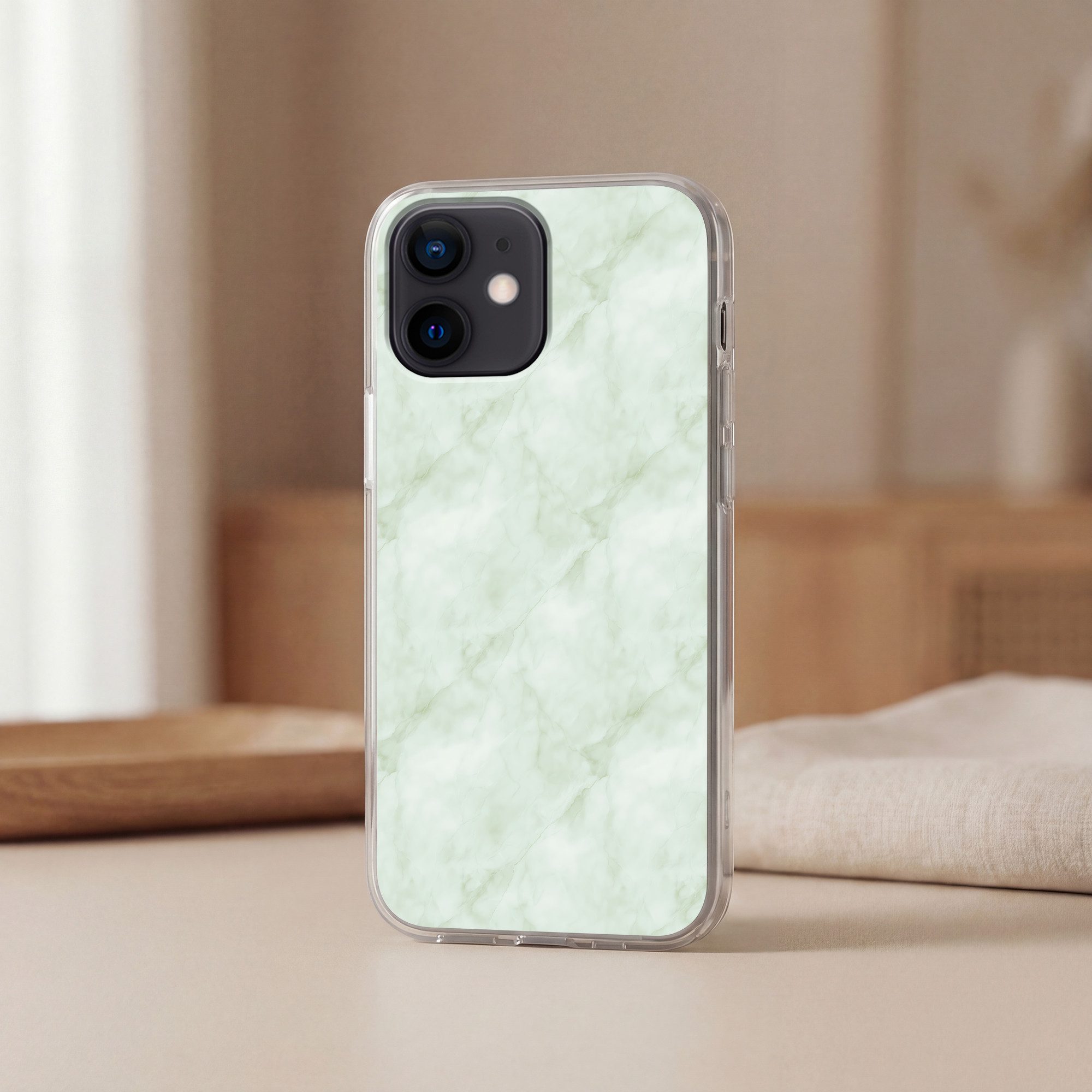 MuchoWow Handyhülle für Apple iPhone 12 Mini Grün - Marmor - Fließende Adern, Smartphone-Bumper, Print, Handy Schutzhülle Dünn