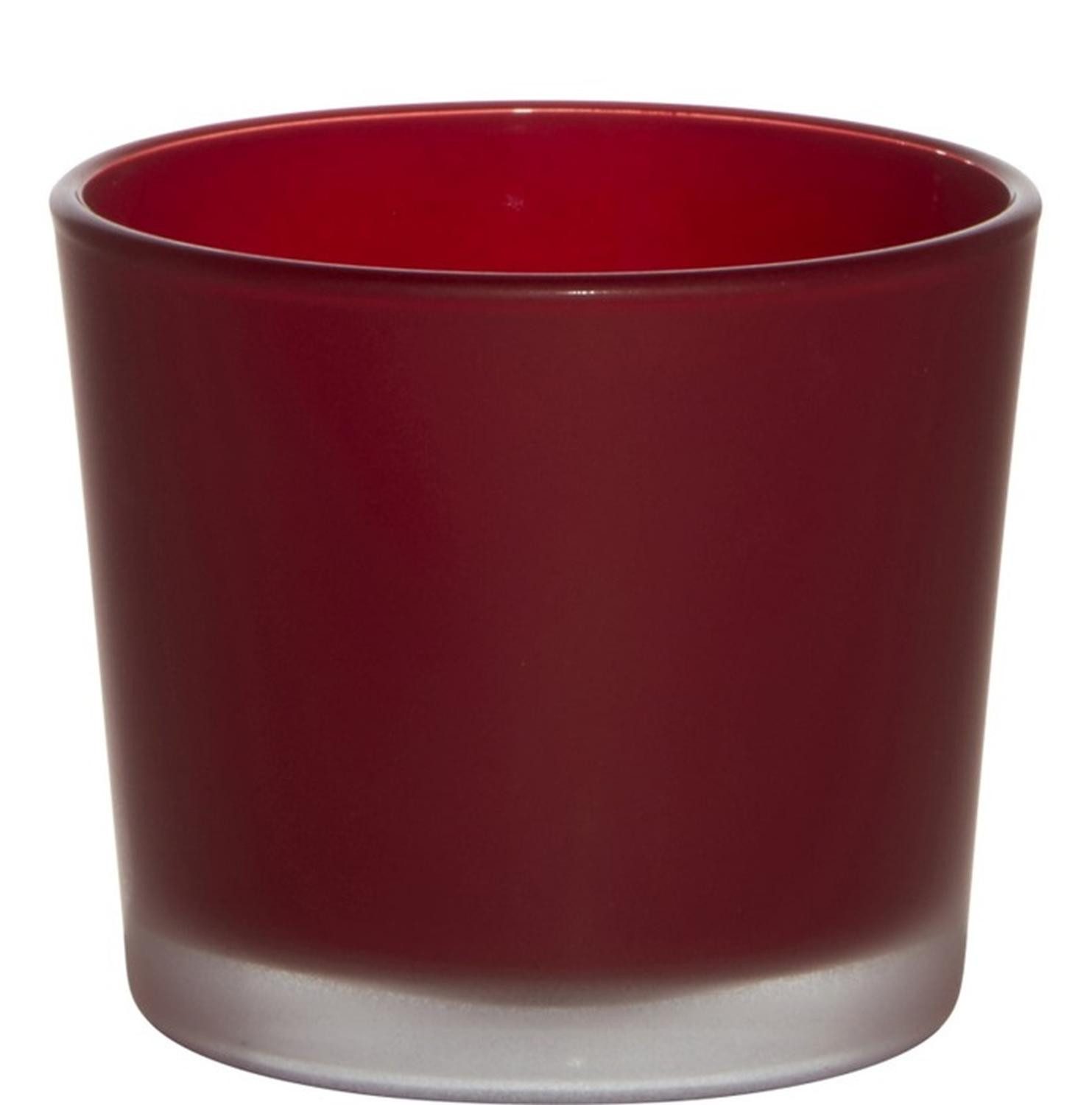 INNA-Glas Kerzenhalter Maxi Teelichtglas Alena Frost, rot matt, 9cm, Ø10cm