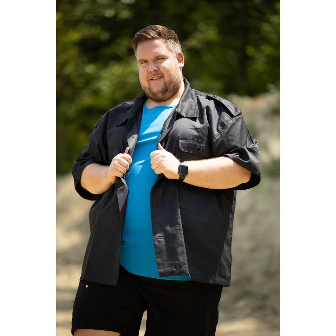 RennerXXL Funktionsshirt US Shirt 1/2 Kurz-Arm Herren Hemd Wasserabweisend mit Brusttaschen und Schulterklappen, wasserabweisendes
