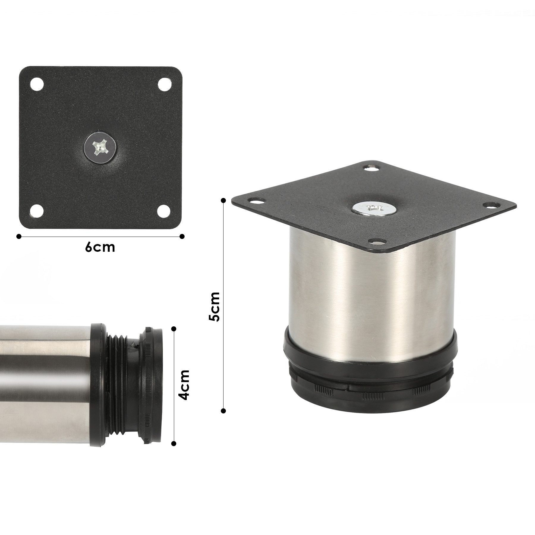 Clanmacy Möbelfuß Edelstahl Möbelfüße Tischbeine (4er Set), höhenverstellbar, Tragfähigkeit 250kg