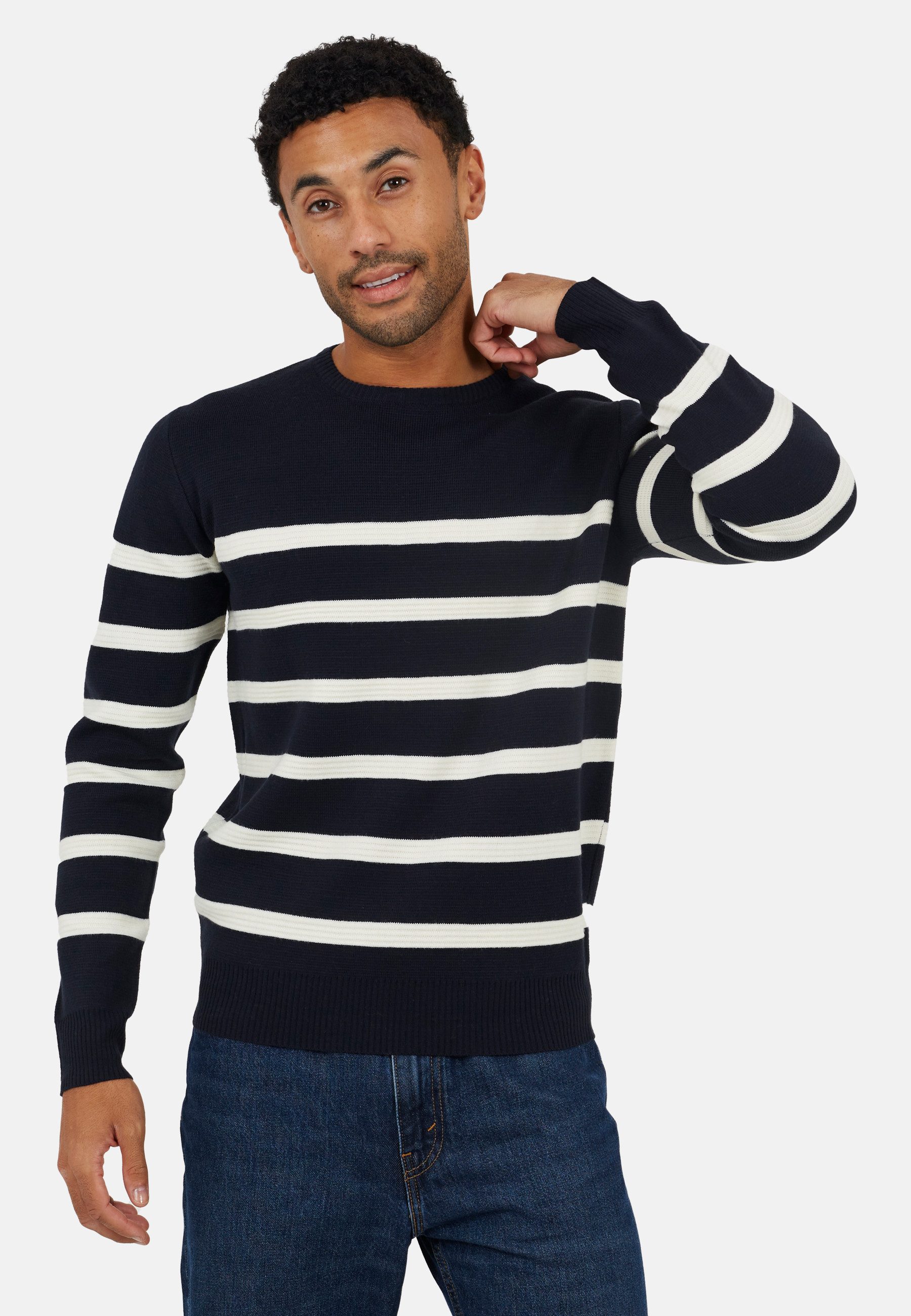 Brave Soul Strickpullover Herren-Strickpullover mit Streifen und Rundhalsausschnitt