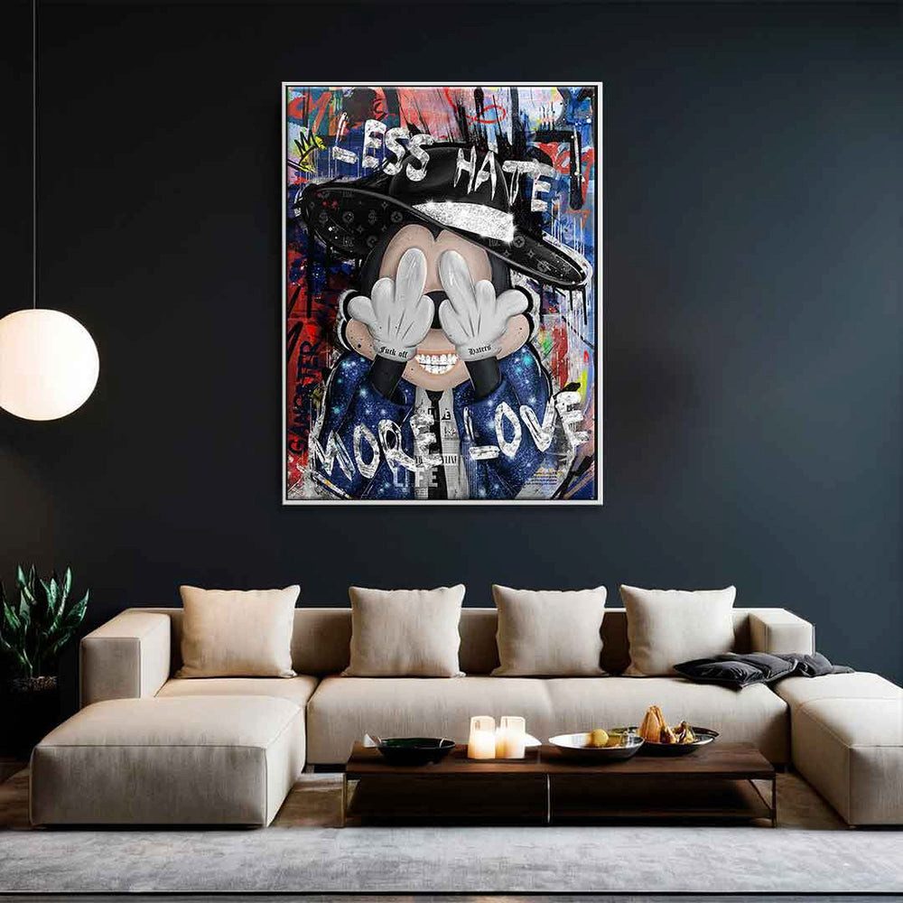 DOTCOMCANVAS® Leinwandbild Less Hate, Leinwandbild Less Hate Comic Cartoon Wandbild Kunstdruck