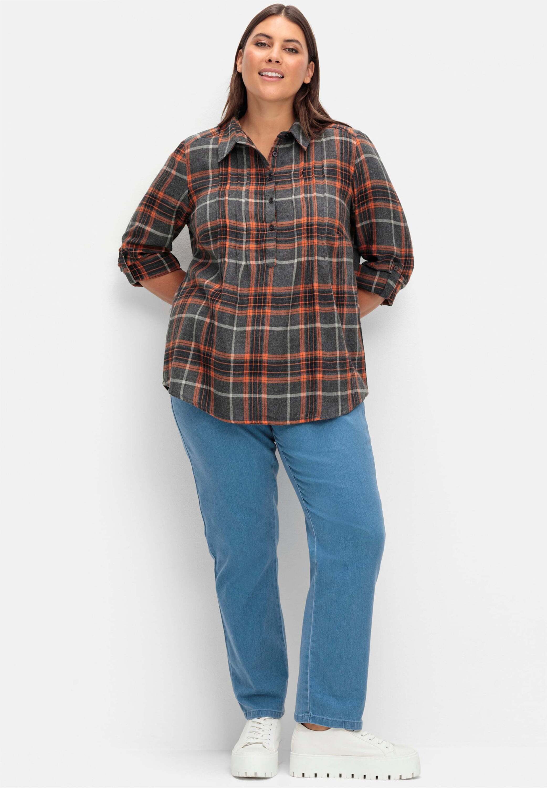 Sieh an! Klassische Bluse Tunika Langarm