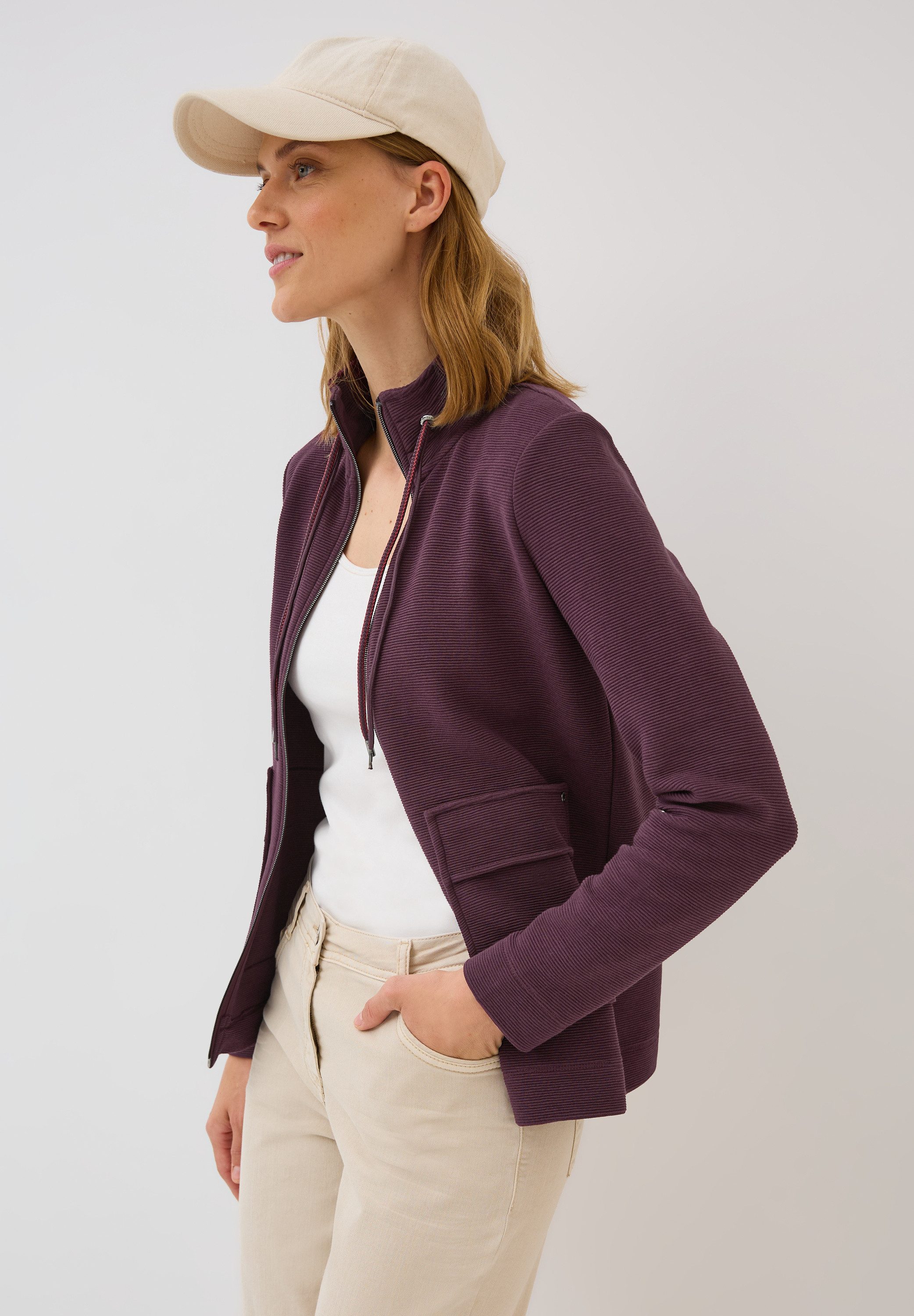 CECIL Sweatjacke im Ottoman-Look und Stehkragen, günstig online kaufen