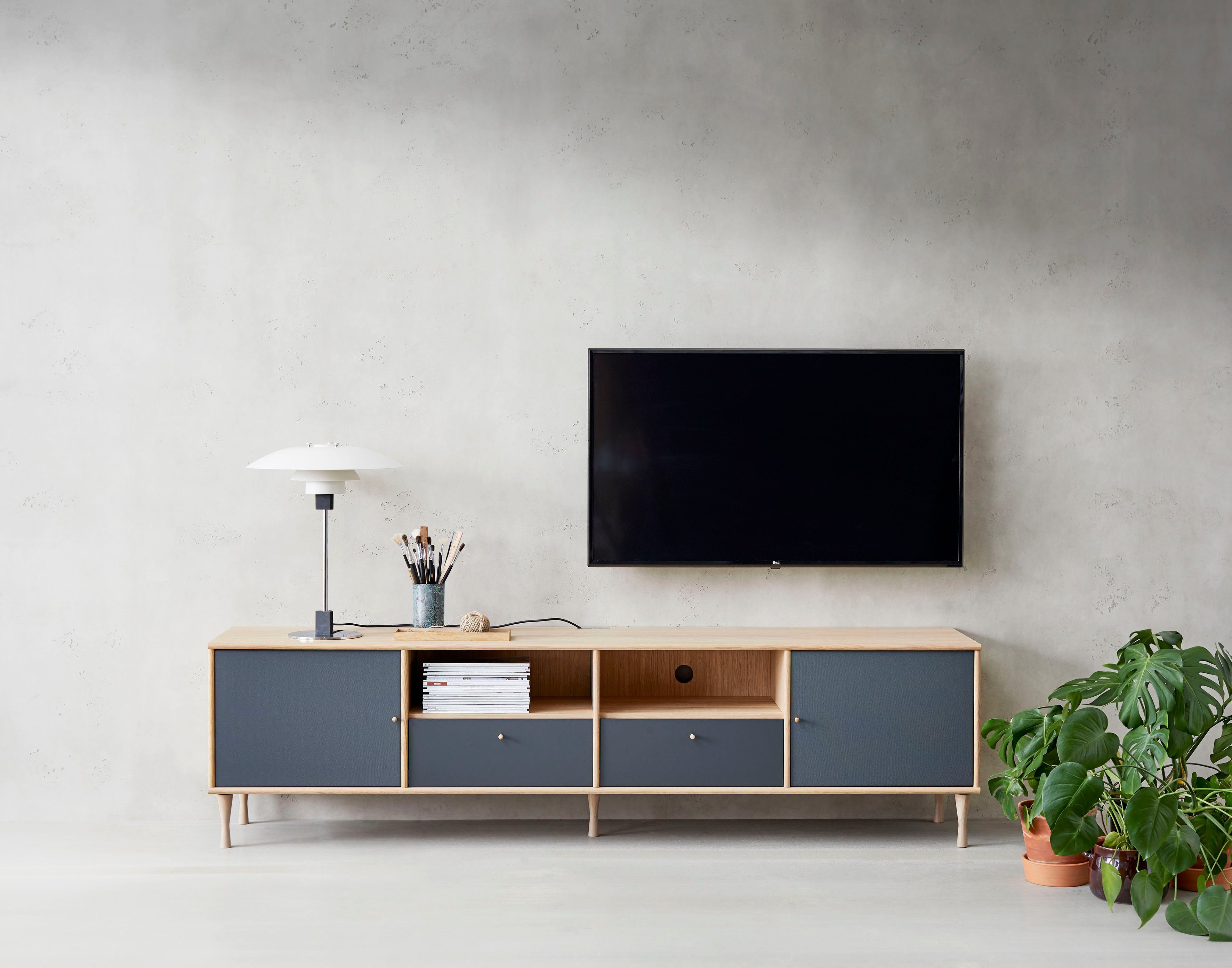 Hammel Furniture TV-Board Mistral Fernsehschrank, Medienmöbel, Hängend, mit Schubladen/Türen mit Akustikstoff, Lowboard, B: 214,9 cm