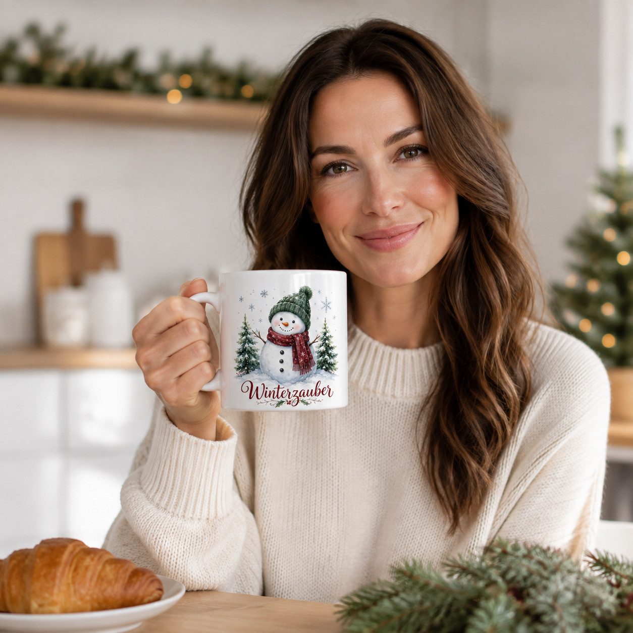 WS-Trend Tasse Schneemann Weihnachtstasse - Geschenk zu Weihnachten - weiß mit Spruc, Keramik – Bild 2 von 4