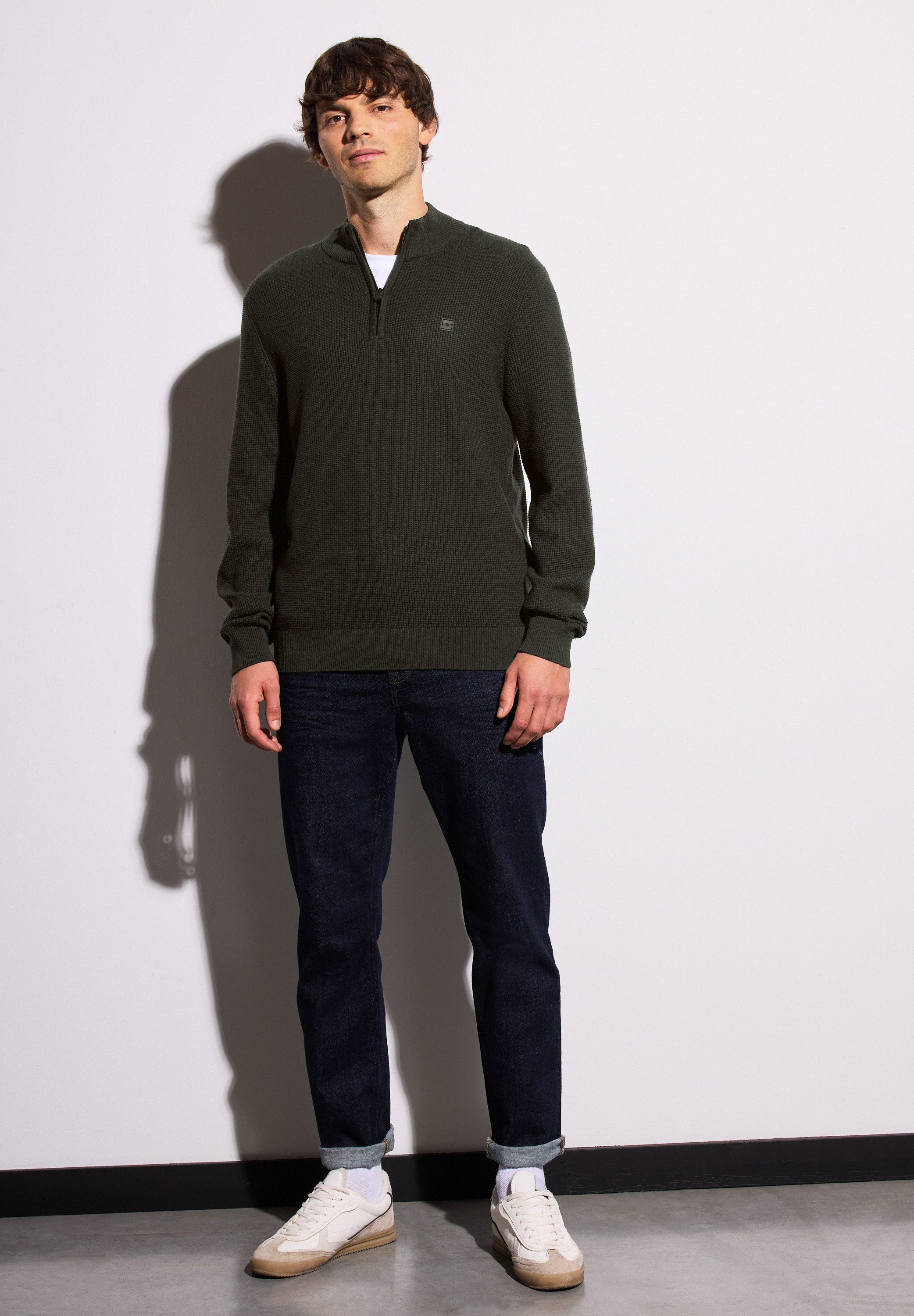 STREET ONE MEN Strickpullover aus reiner Baumwolle