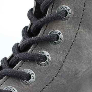 ANGRY ITCH Angry Itch 08-Loch Leder Stiefel Vintage Grau Größe 37 Schnürstiefel aus echtem Leder, mit Stahlkappe