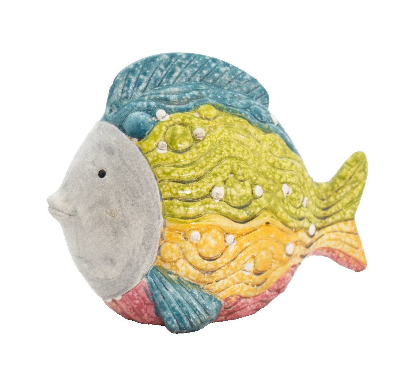 Kaufhaus le petit Tierfigur Deko Fisch Maritim Keramik Zierfisch Tier Figur Skulptur Objekt, Zaunhocker Gartenstecker Dekofigur Dekoskulptur Dekoobjekt
