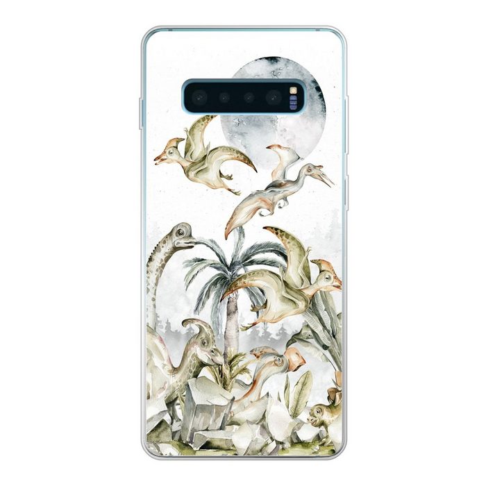MuchoWow Handyhülle Dinosaurier - Kinder - Dschungel - Grün - Tiere - Natur Phone Case Handyhülle Samsung Galaxy S10 Lite Silikon Schutzhülle