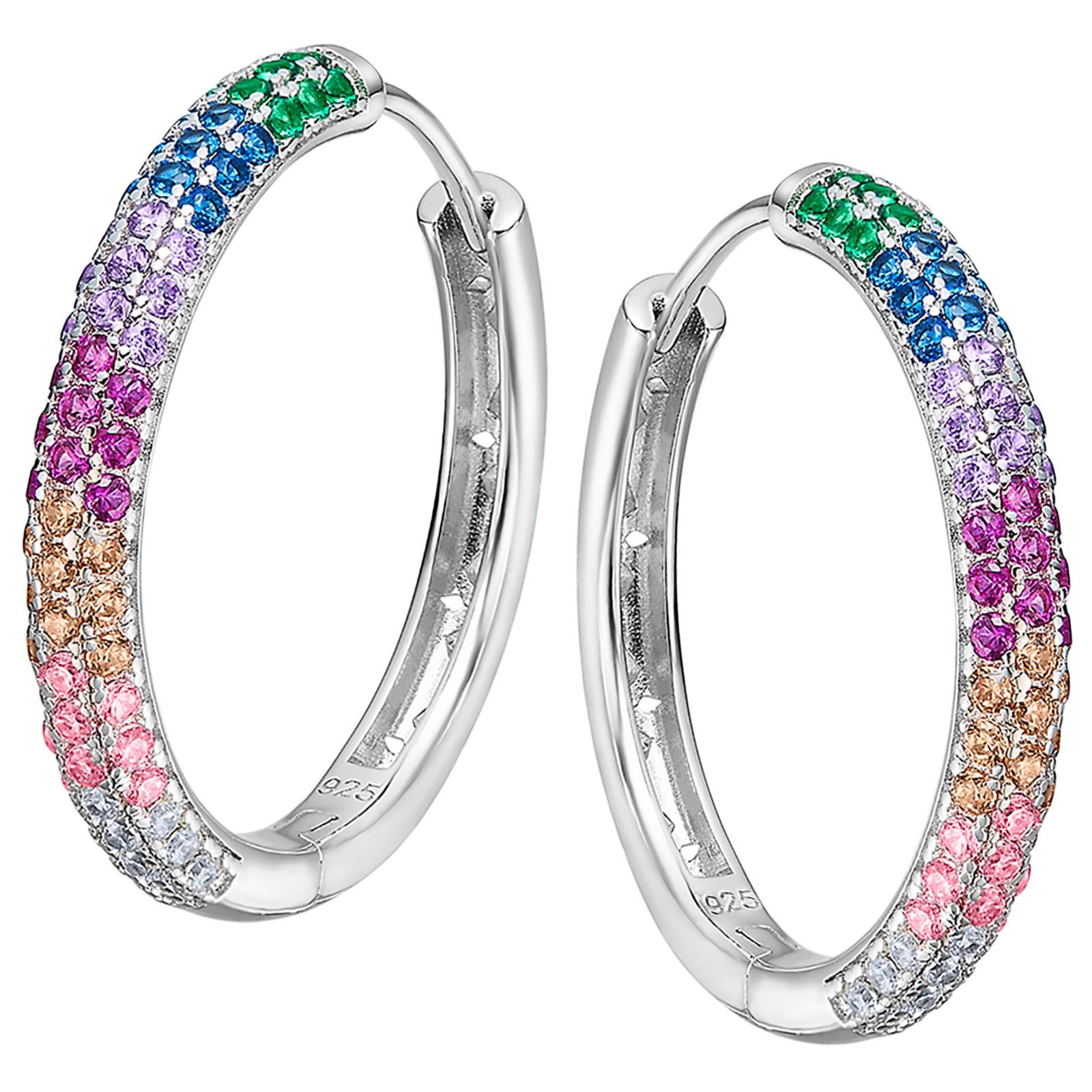 LOTUS SILVER Paar Creolen LOTUS Silver Zirkoniastein 925 Silber (Creolen), günstig online kaufen