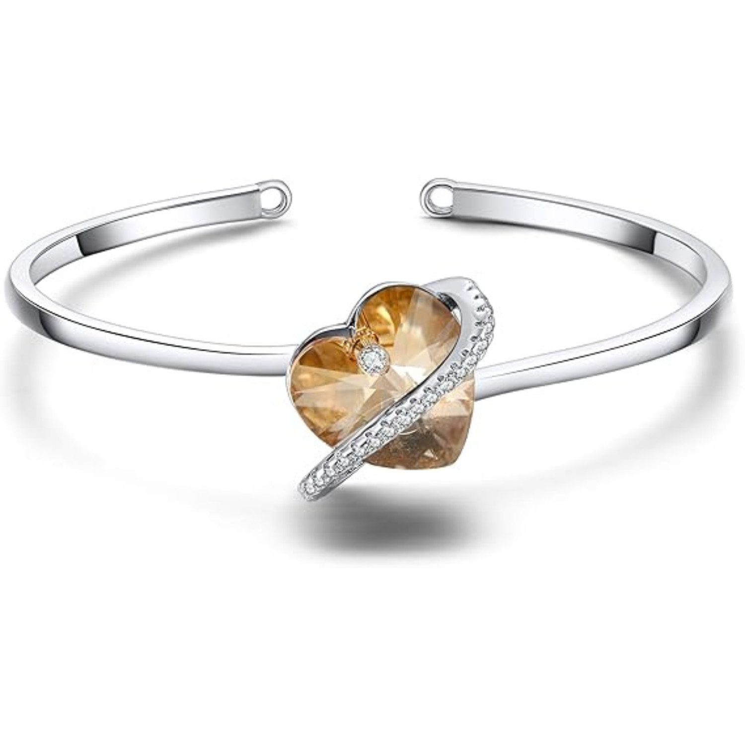 Lisandra Scott Armreif verstellbar mit funkelnden Herz Stein Kristallen - Armband für Damen, Funkelnder Herz-Armreif – verstellbar, edel & ideal als Geschenk