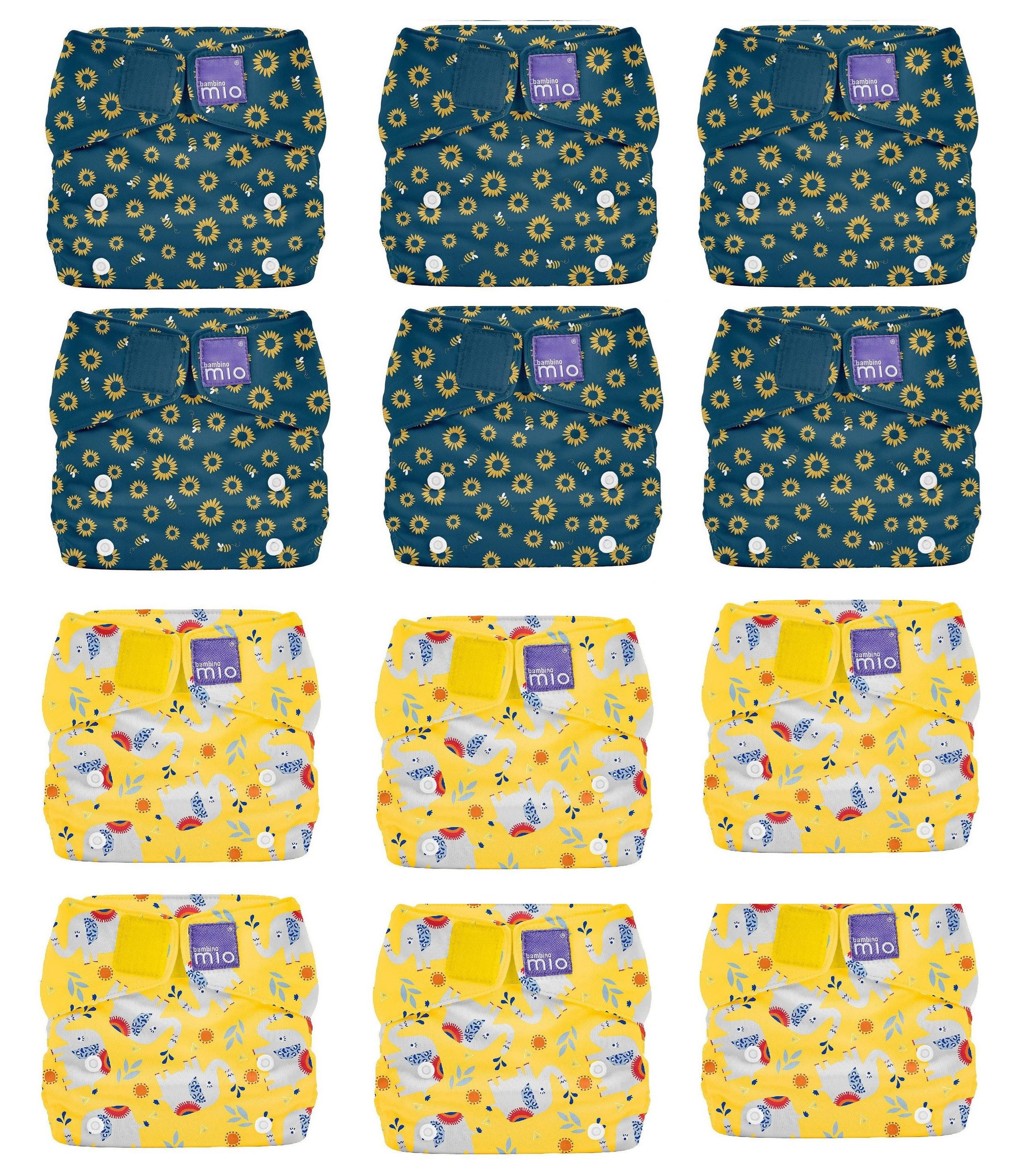 Bambino Mio Stoffwindeln 6er Pack Bambino Mio, Miosolo Stoffwindel Überhose One Size (12-St), Hautsympatisch