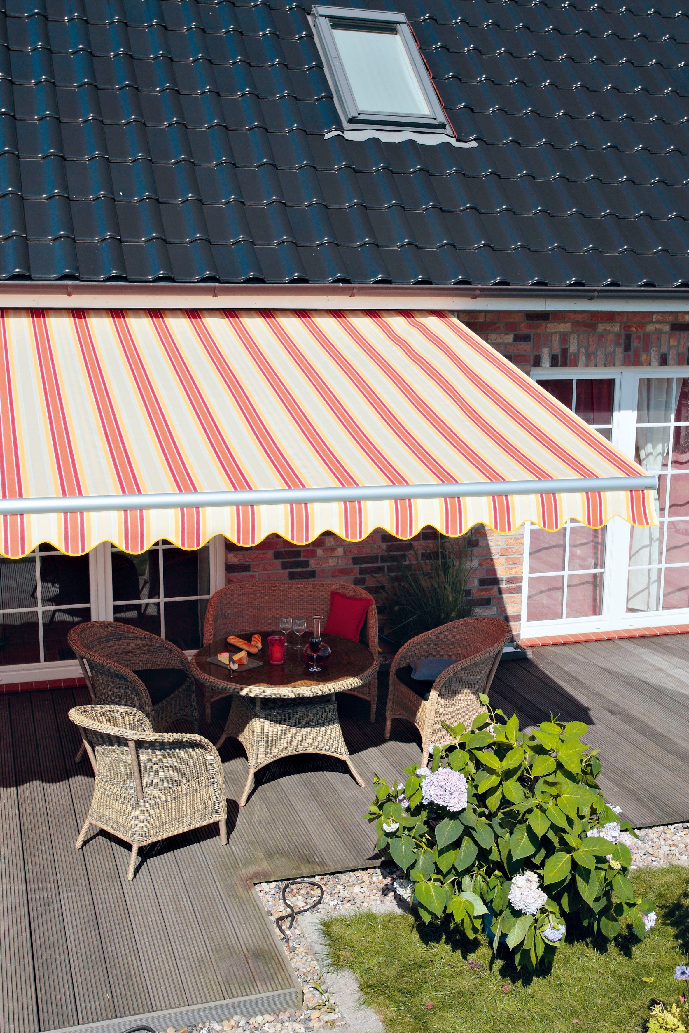 Spettmann Gelenkarmmarkise STAR FIX 250 cm Breite, 200 cm Ausfall, Volant gewellt