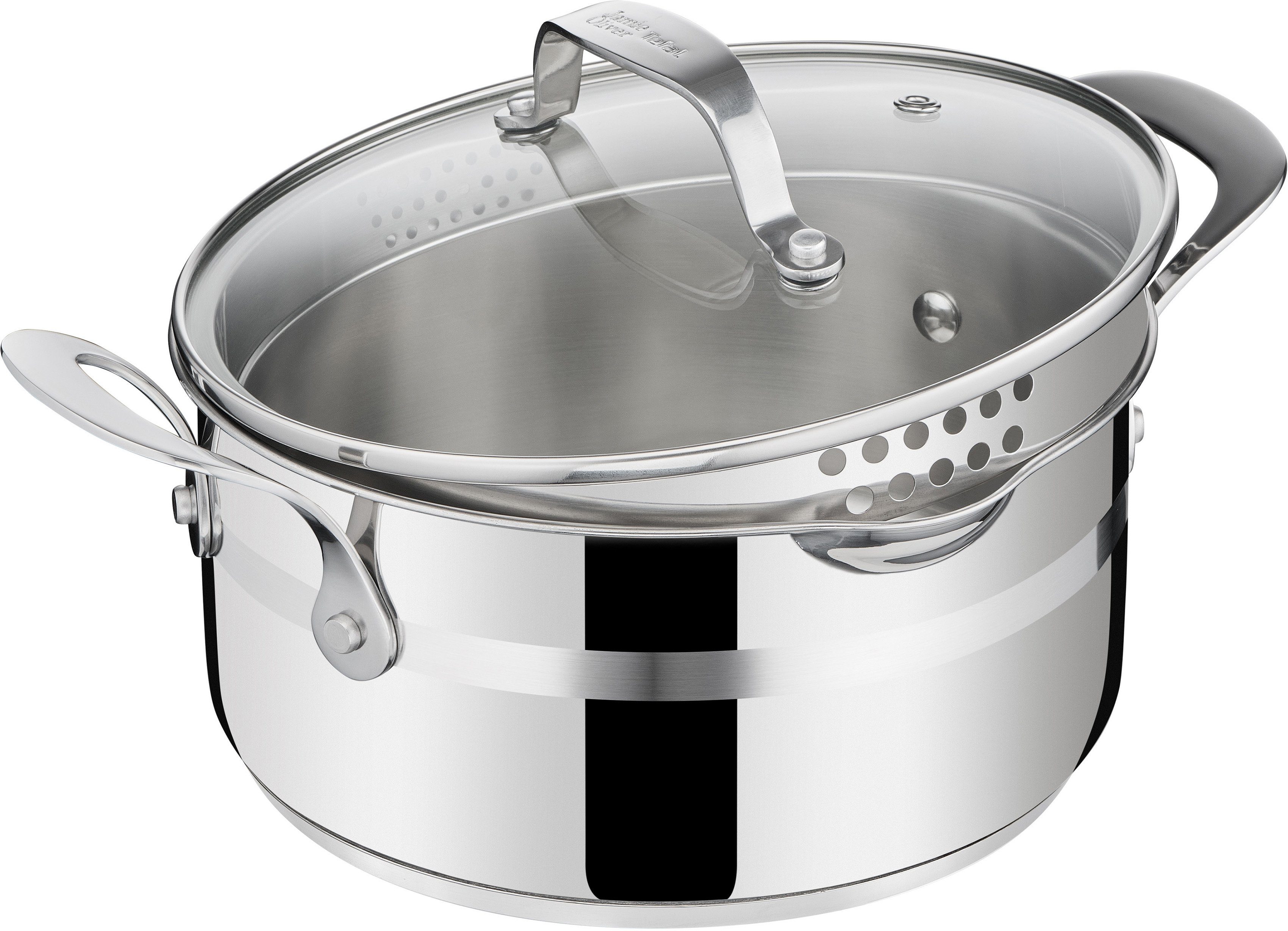 Tefal Topf-Set E311S7 Jamie Oliver Cook Smart, Edelstahl (Set, 7-tlg., 1x Stielkasserolle 16 cm, je 1x Kochtopf 16/20/24 cm), Edelstahl-Topfset by Jamie Oliver, alle Herdarten, Induktion