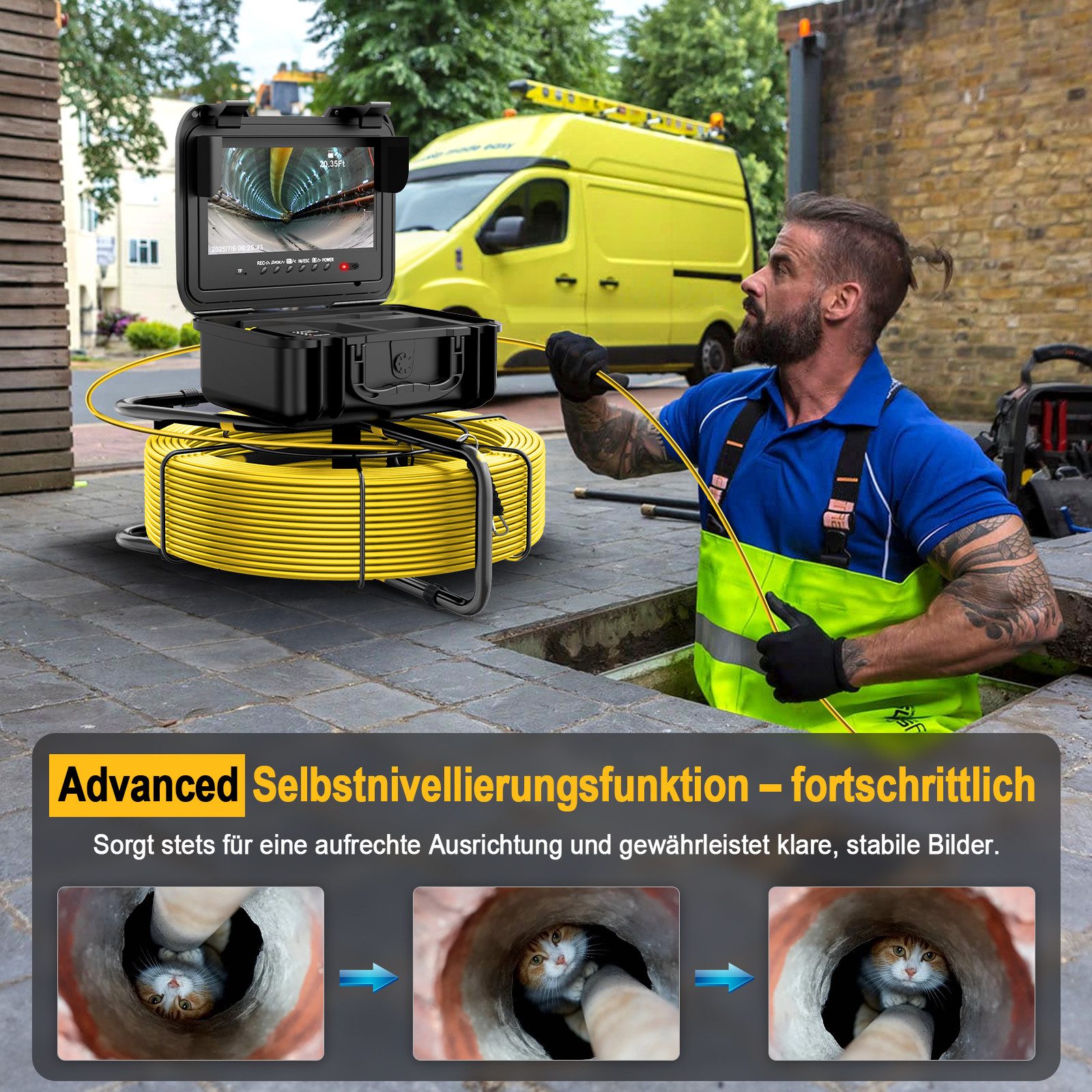 Fanttik Rohrkamera Kanalkamera Abflusskamera Endoskopkamera 30m LED 9" Disp günstig online kaufen