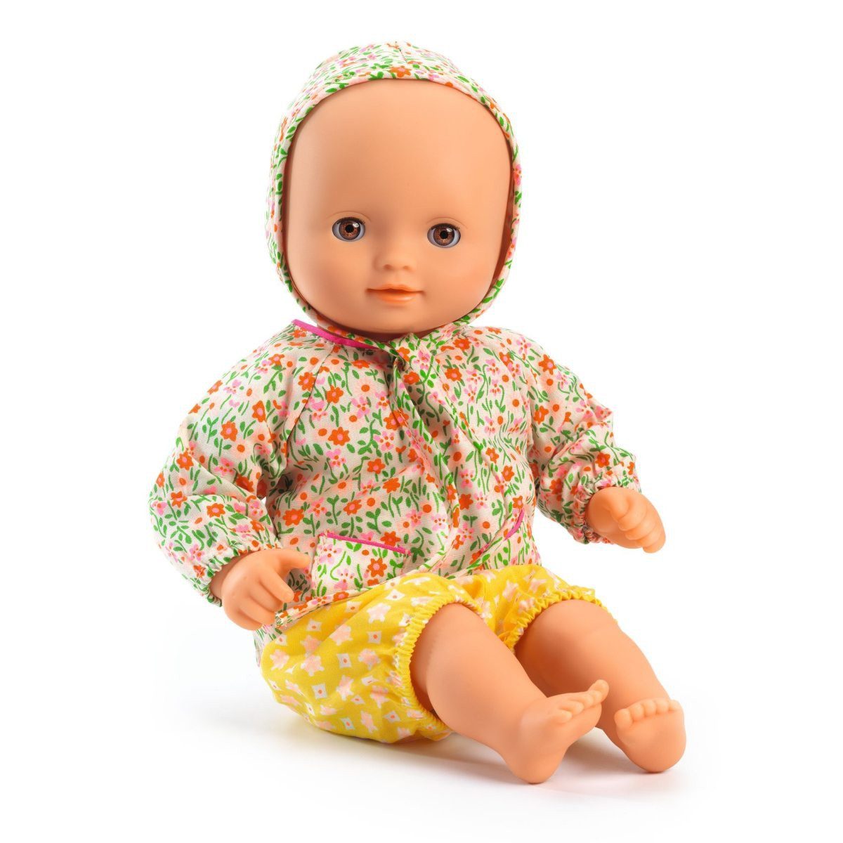 Babypuppe POMEA Puppe Flora 32cm weicher Körper Kleidung Petit Pan